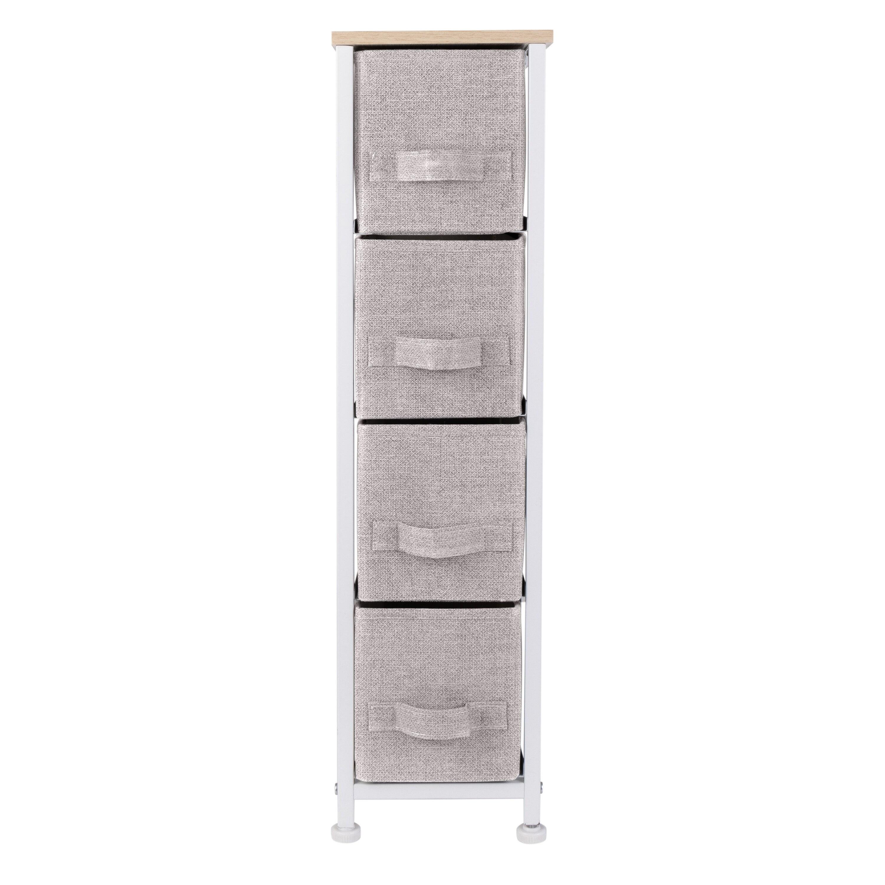 Simplify Adult 4 Drawer Slim Chest Dresser with Fabric Drawers, Beige