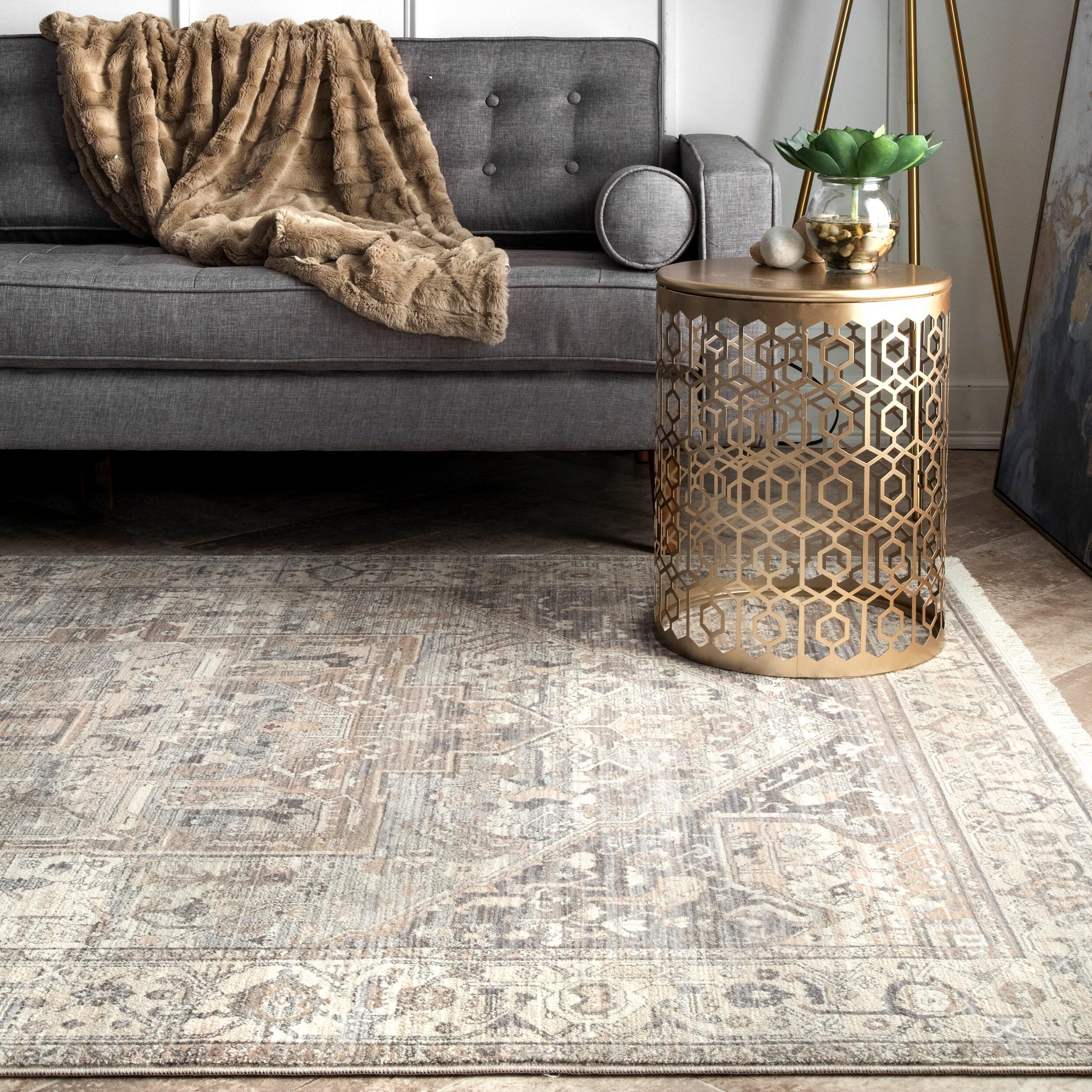 Nuloom Harriet Medallion 4x6 Indoor Area Rug for Living Room Bedroom Dining Room Kitchen, Neutral/Beige