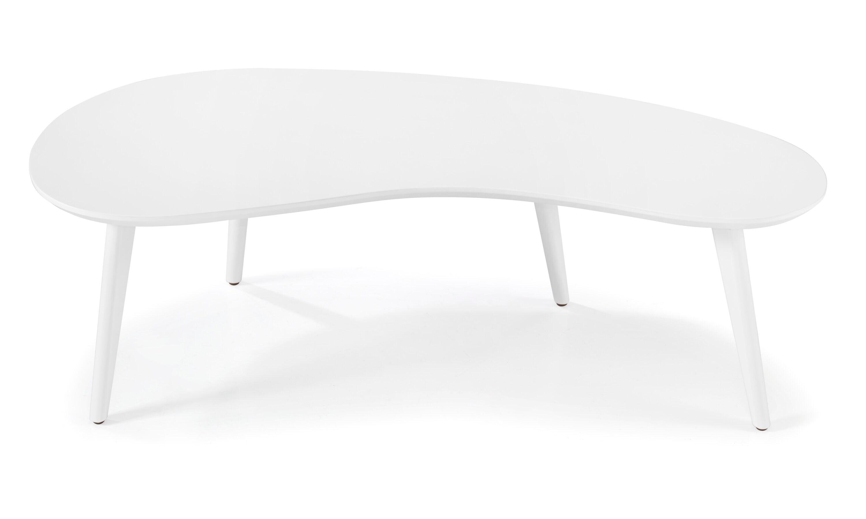 Camaflexi Mid Century Modern Coffee Table Small Tabletop Wood Coffee Desk, White