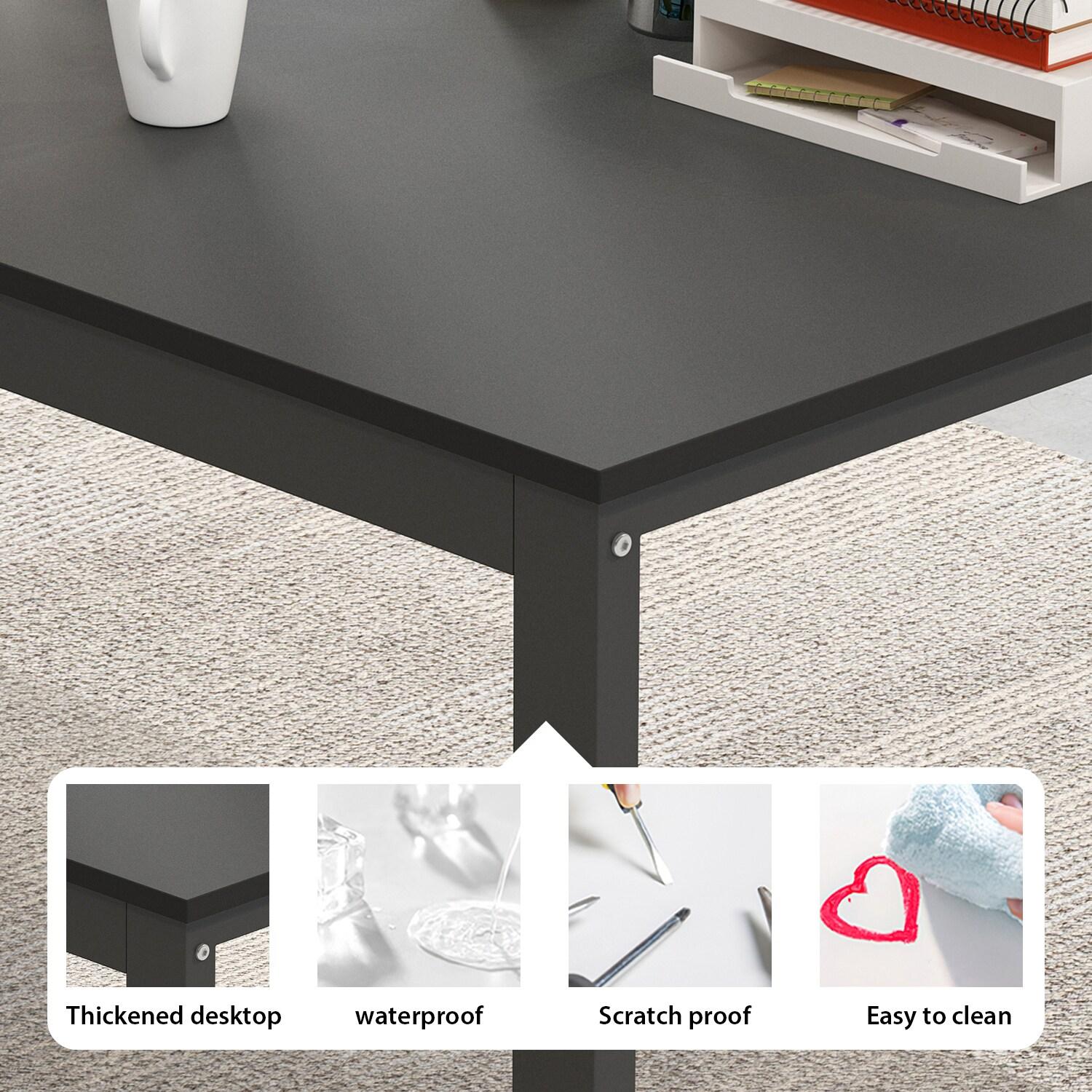 KULAGAGA L Shaped Computer Desk Corner Writing Workstation Table with Cabinet Drawer Storage for Home Office Study, Black