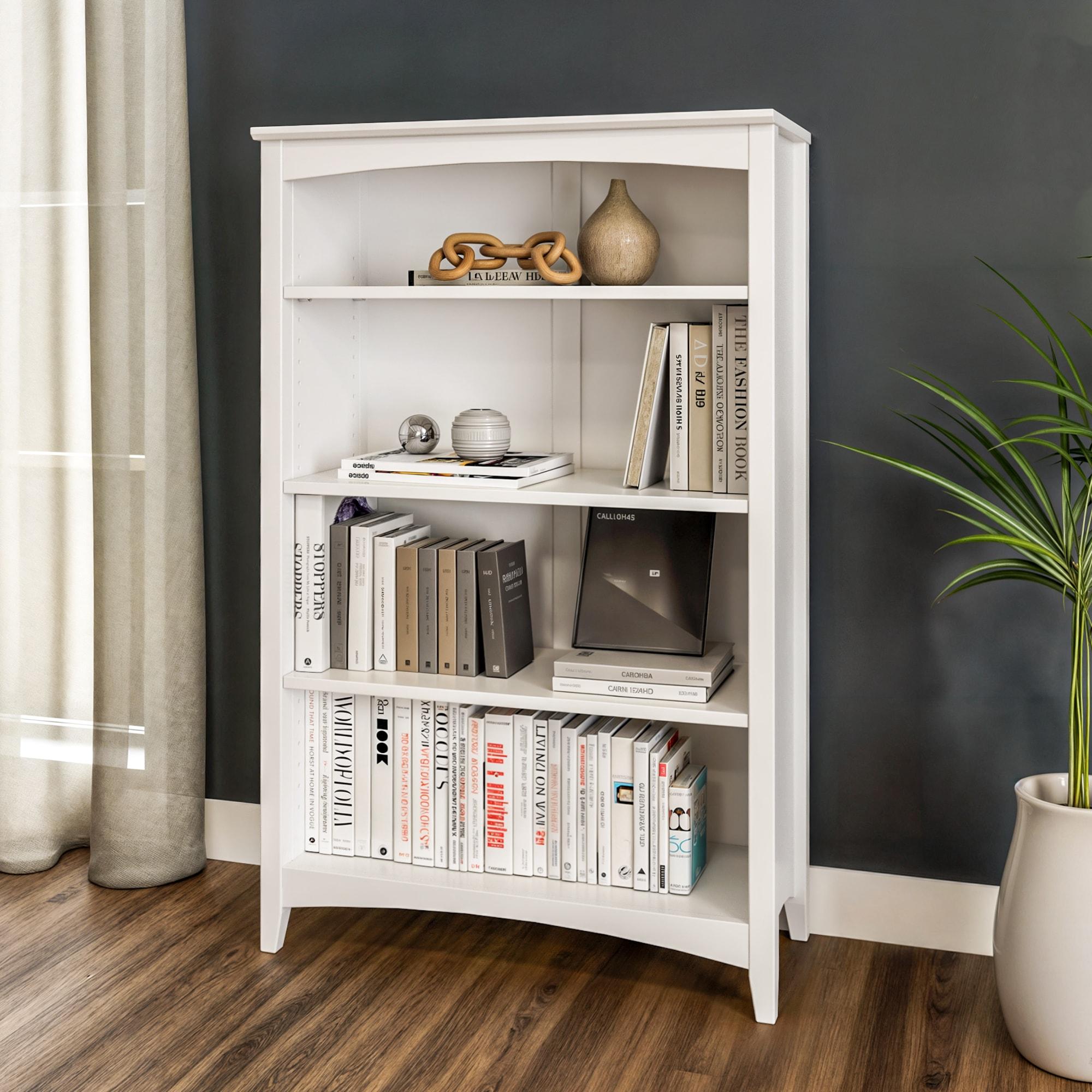 Shaker Style Bookcase - 48"H - White Finish