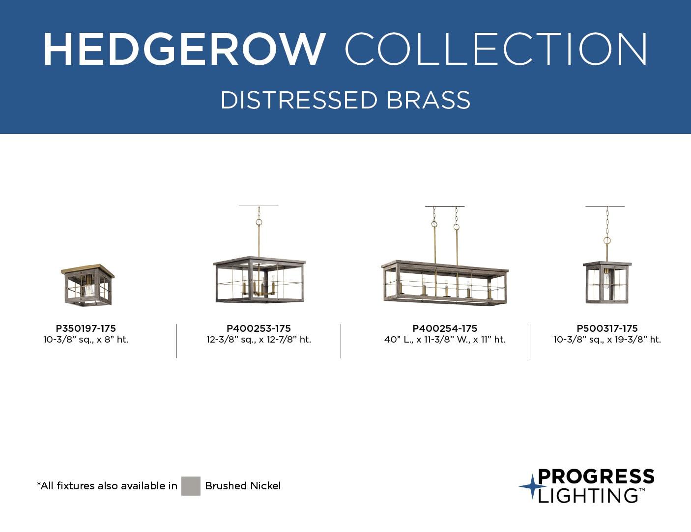 Progress Lighting, Hedgerow, 5-Light, Linear Island Chandelier, Grey Washed Oak, Windowpane Design