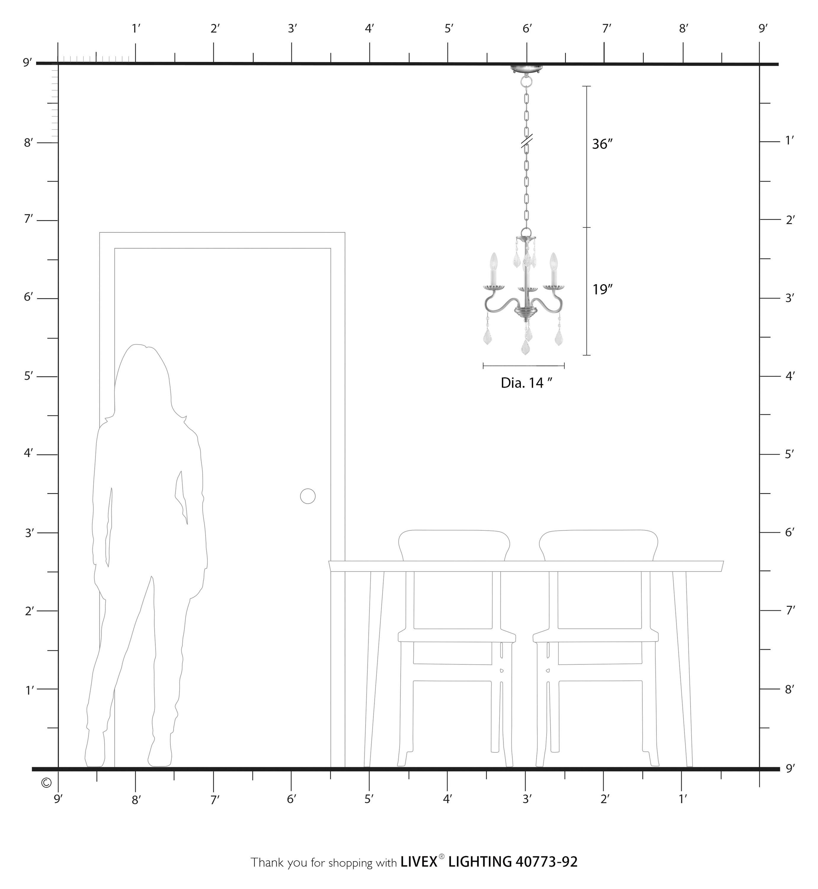 Livex Lighting - Callisto - 3 Light Mini Chandelier in Traditional Style - 14