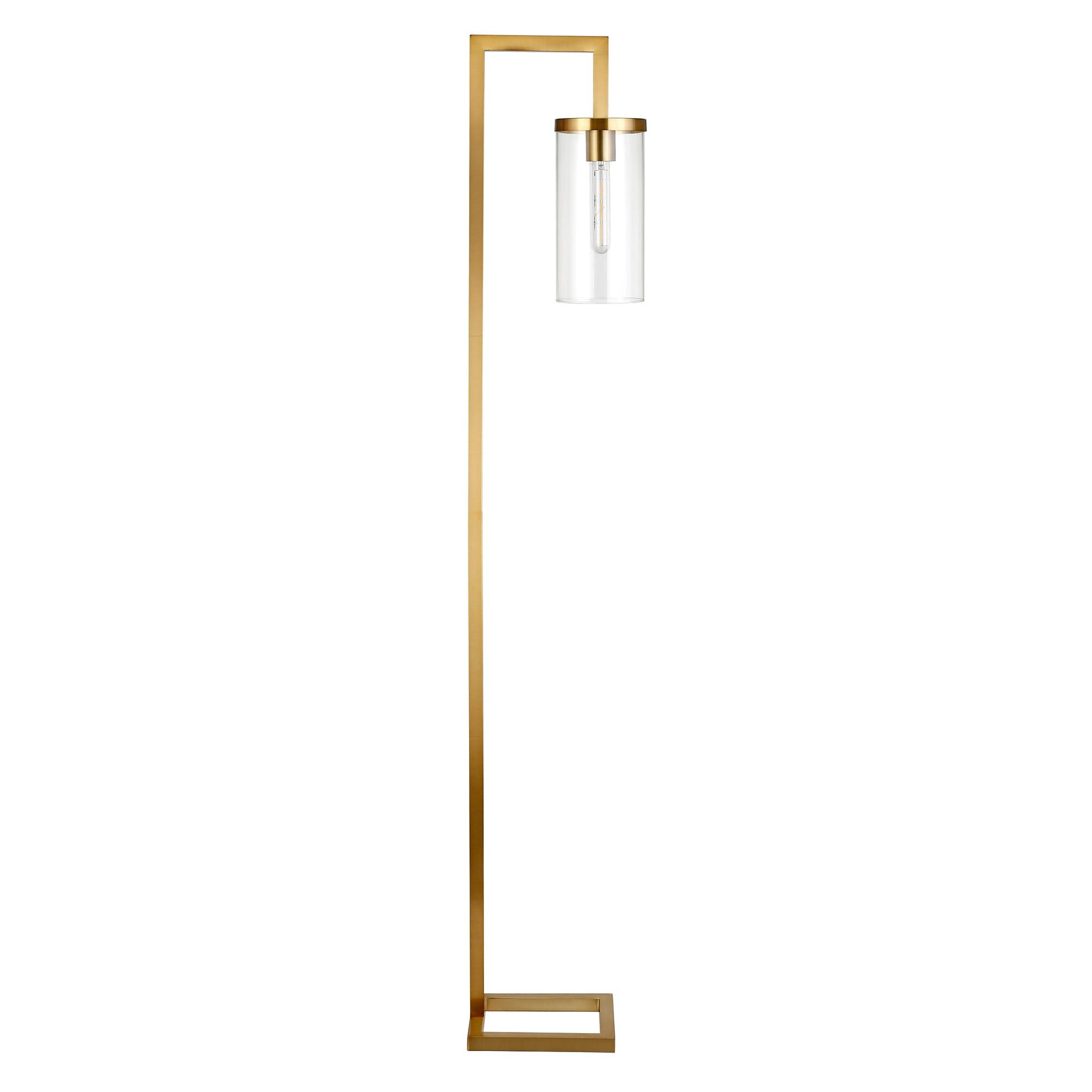 Evelyn&Zoe Malva 67.75" Tall Floor Lamp with Glass shade in Brass/Clear