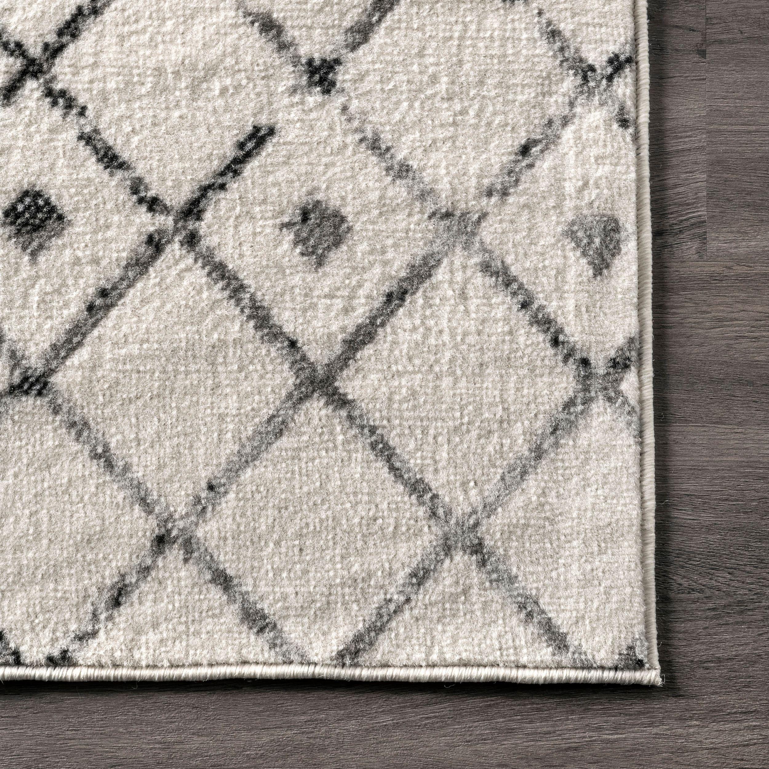 Nuloom 7x9 Zola Geometric Moroccan Indoor Area Rug, Grey, Faded Bohemian Design, Stain Resistant, BedroomLiving Room, Kitchen,