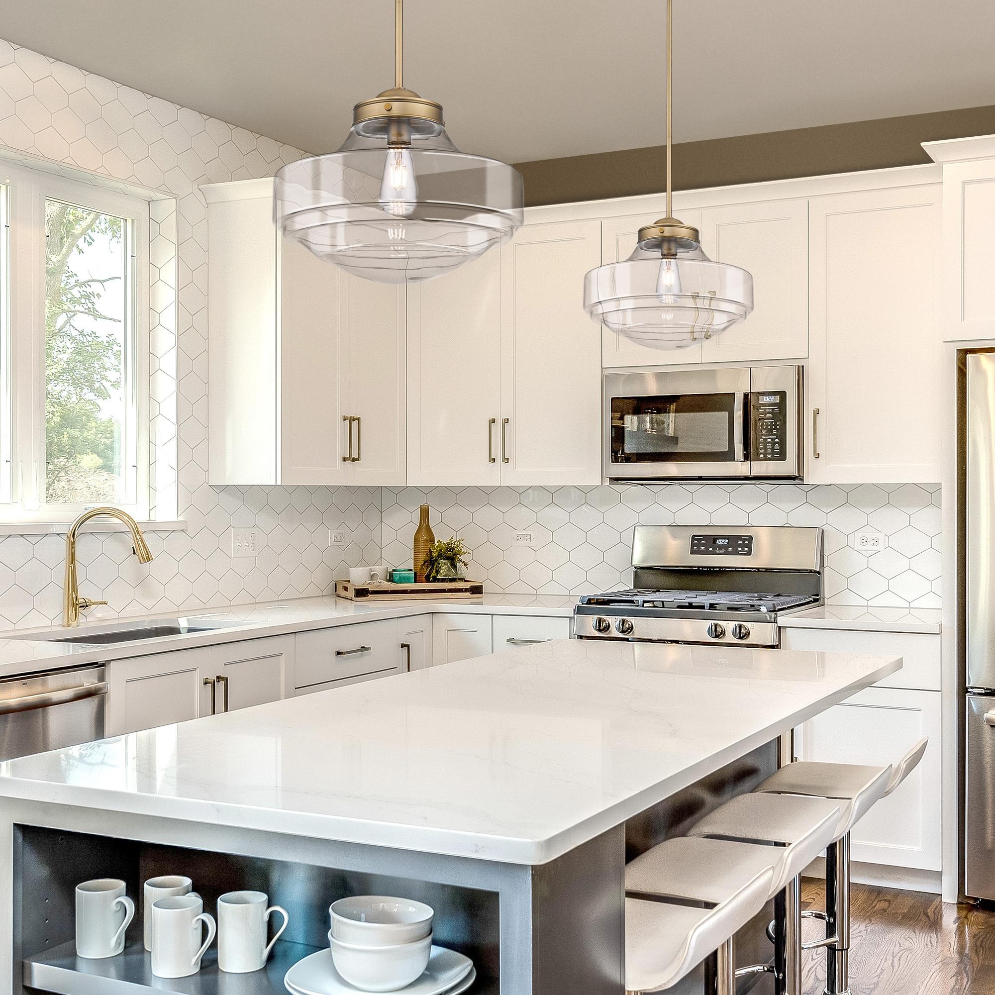 Modern Brass Finish Clear Glass Large Pendant Light