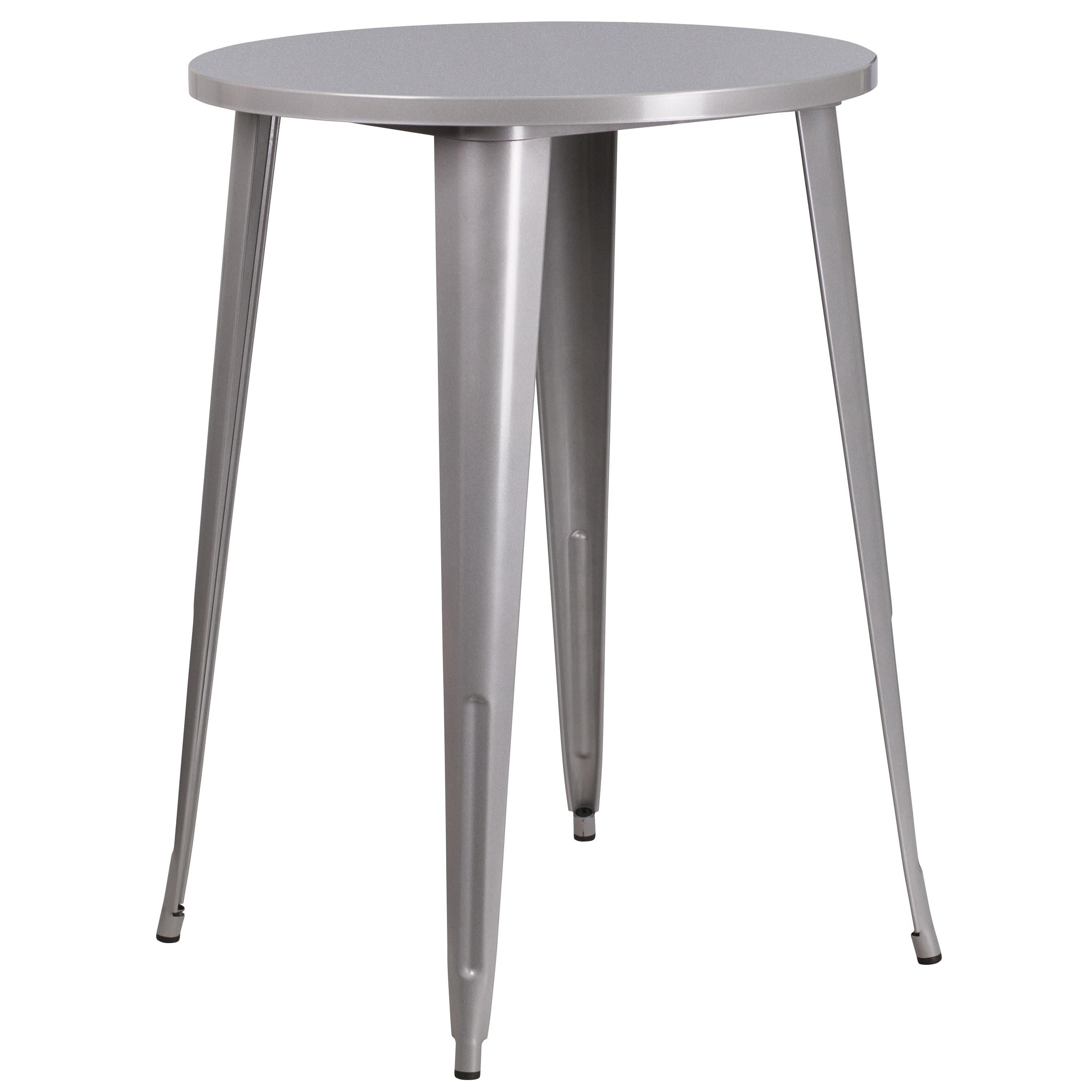 Flash Furniture Commercial Grade 30" Round Silver Metal Indoor-Outdoor Bar Height Table