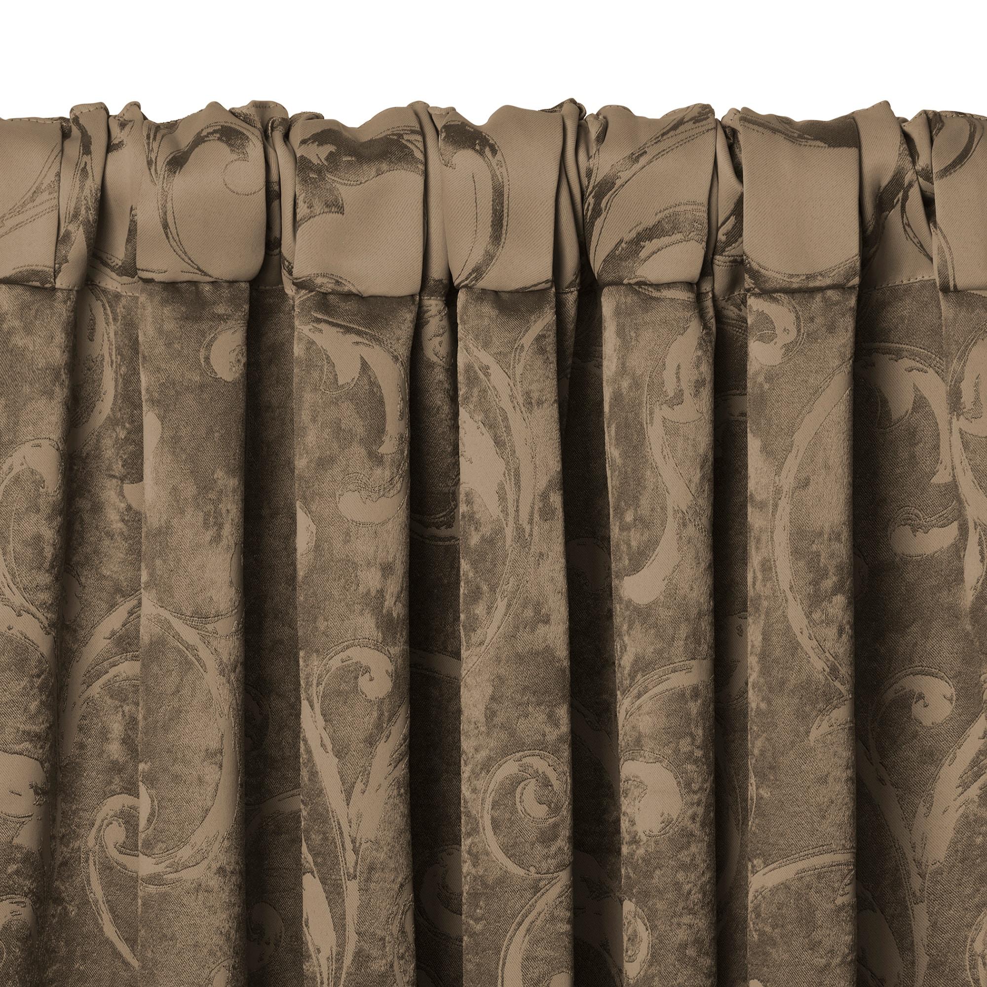 Mia Jacquard Scroll Blackout Window Curtain Panel - 52" x 95" - Taupe - Elrene Home Fashions