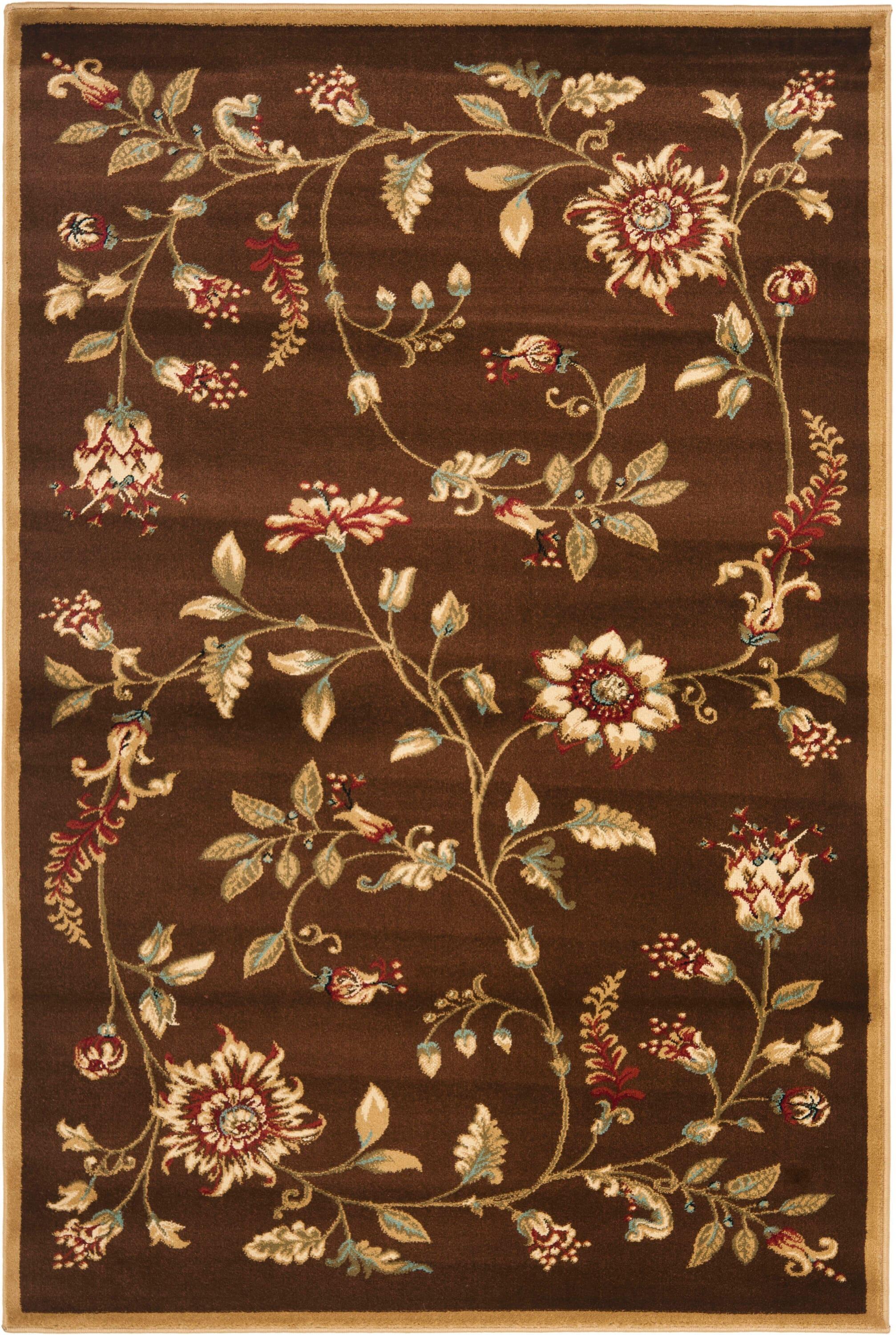 Lyndhurst LNH552 Power Loomed Area Rug - Brown/Multi - 4'x6' - Safavieh