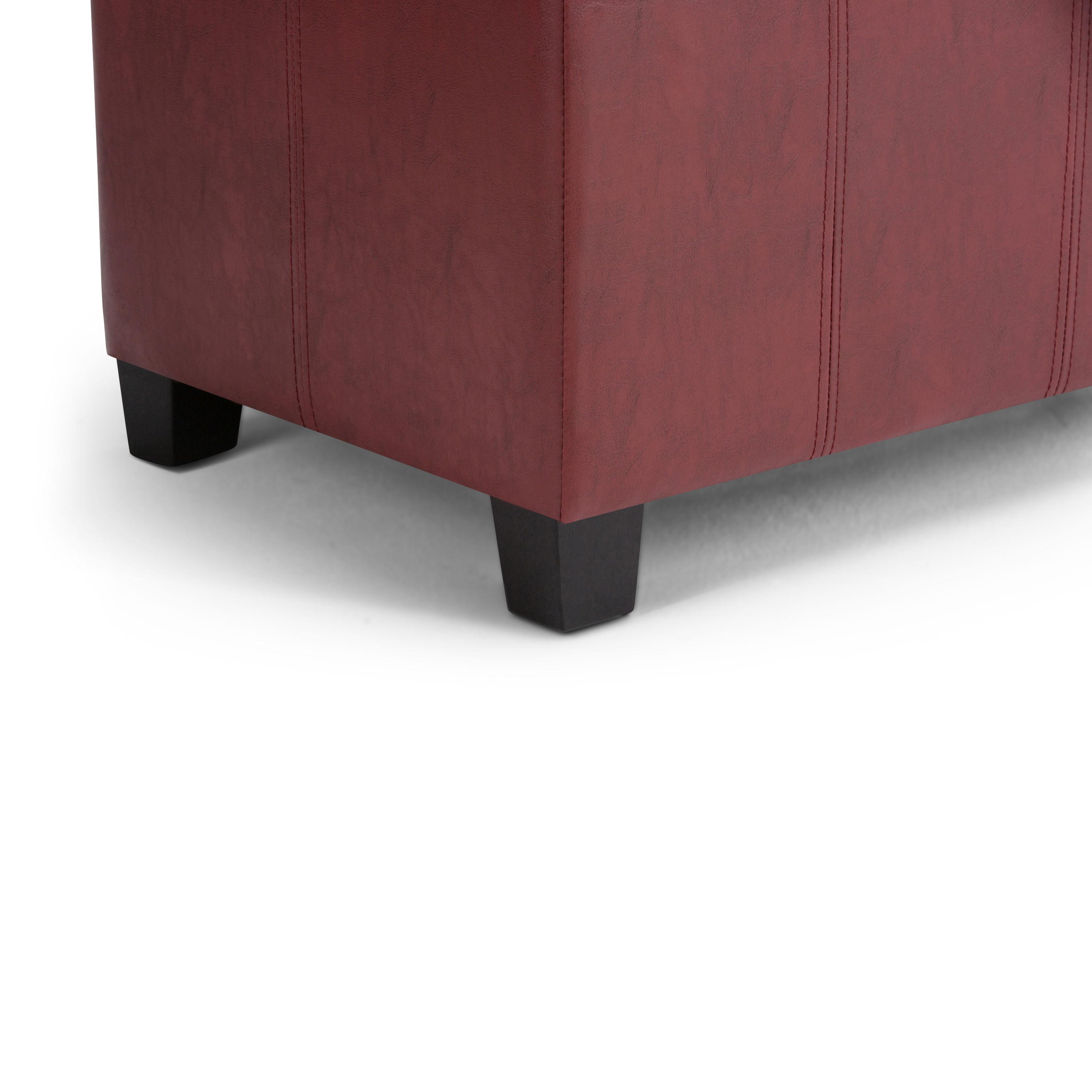 NicBex Faux Leather Storage Ottoman Bench,Upholstered Storage Ottoman with Stitched Design,Modern Storage Bench for Living Room,Bedroom,Red