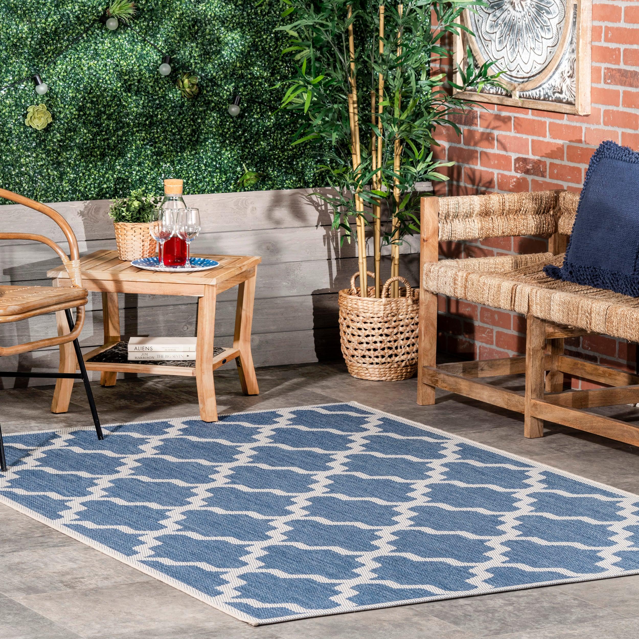 nuLOOM Gina Moroccan Indoor/Outdoor Accent Rug, 3' x 5', Blue