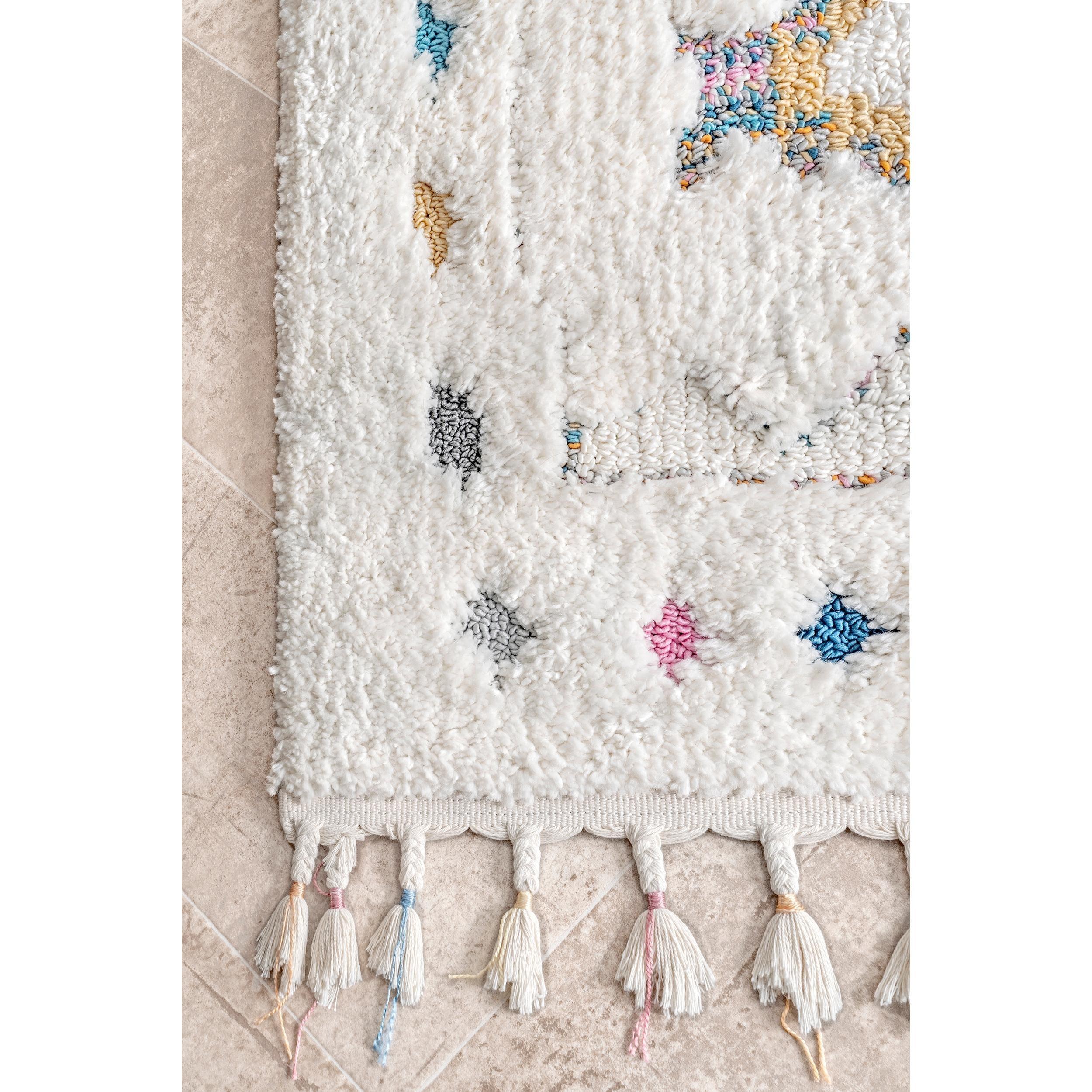 Nuloom Jocelyn Diamond 10x14 Shag Indoor Area Rug for Living Room Bedroom Dining Room Nursery, Off White/Ivory