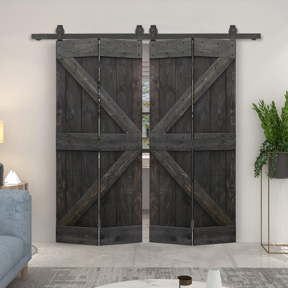 Calhome 84'' Solid Wood Barn Doors Painted without Installation Hardware Kit Barn Door