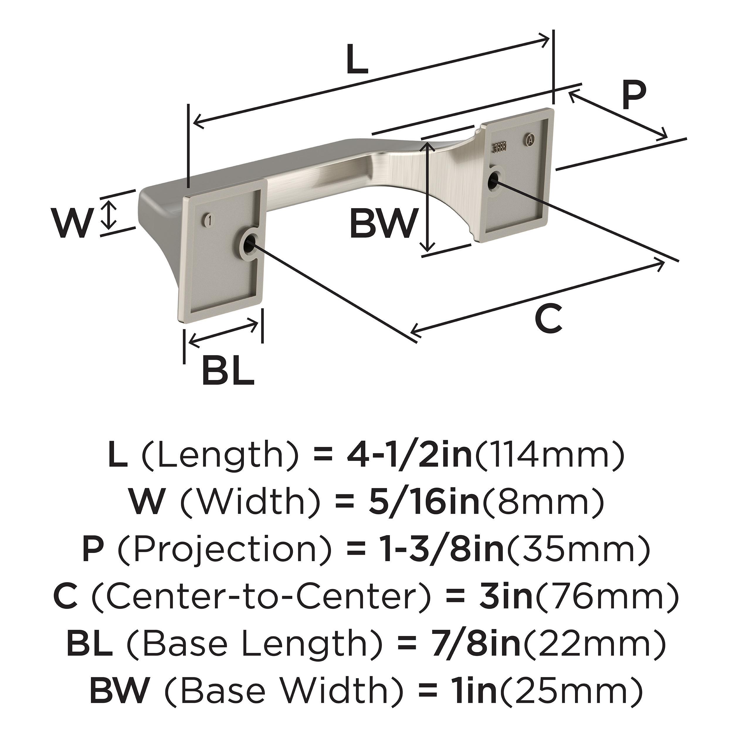 Amerock Exceed 3 inch (76mm) Center-to-Center Satin Nickel Cabinet Pull