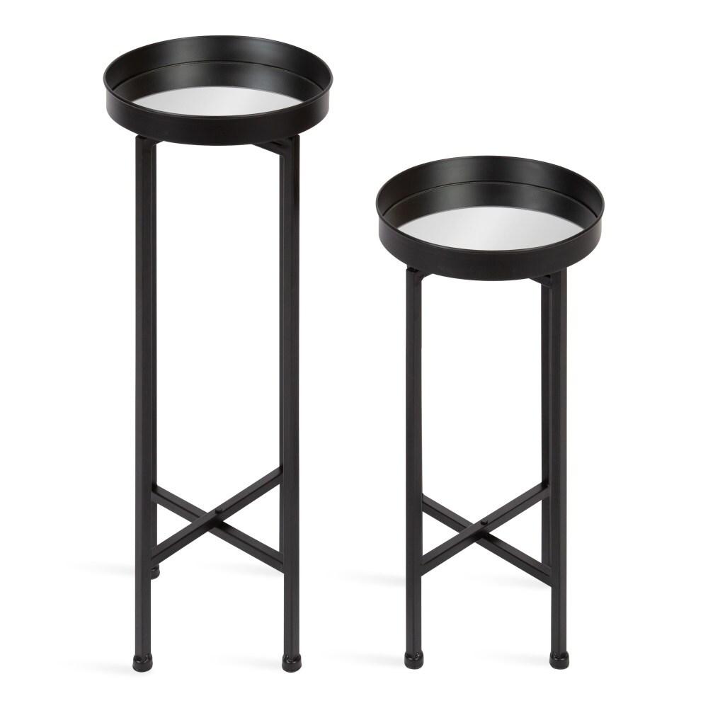 Kate and Laurel Celia Round Metal Nesting Table, 2 Piece, Black