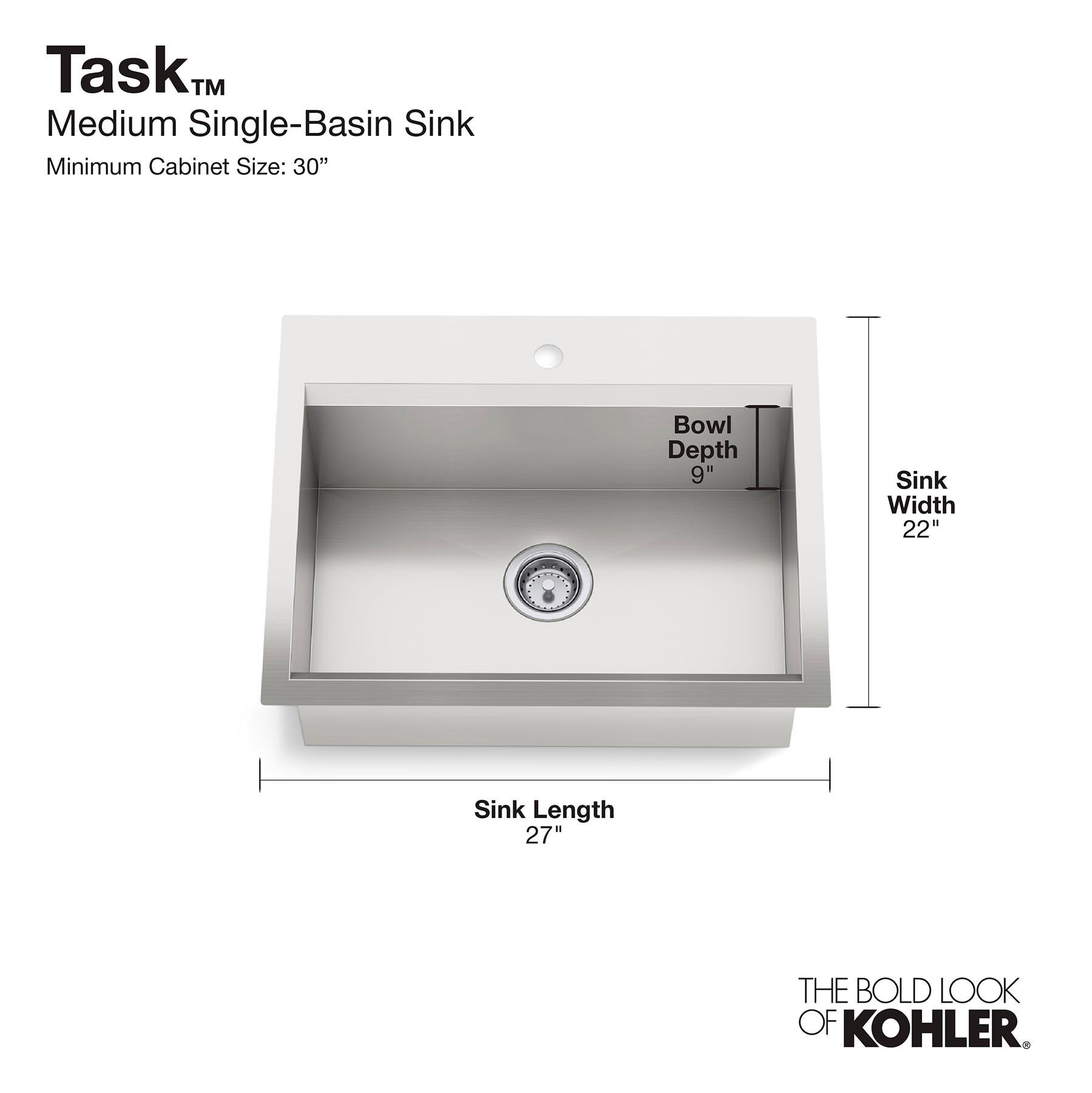 Task27-In X 22-In Top-Mount/Undermount Single-Bowl Workstation Kitchen Sink With Accessories