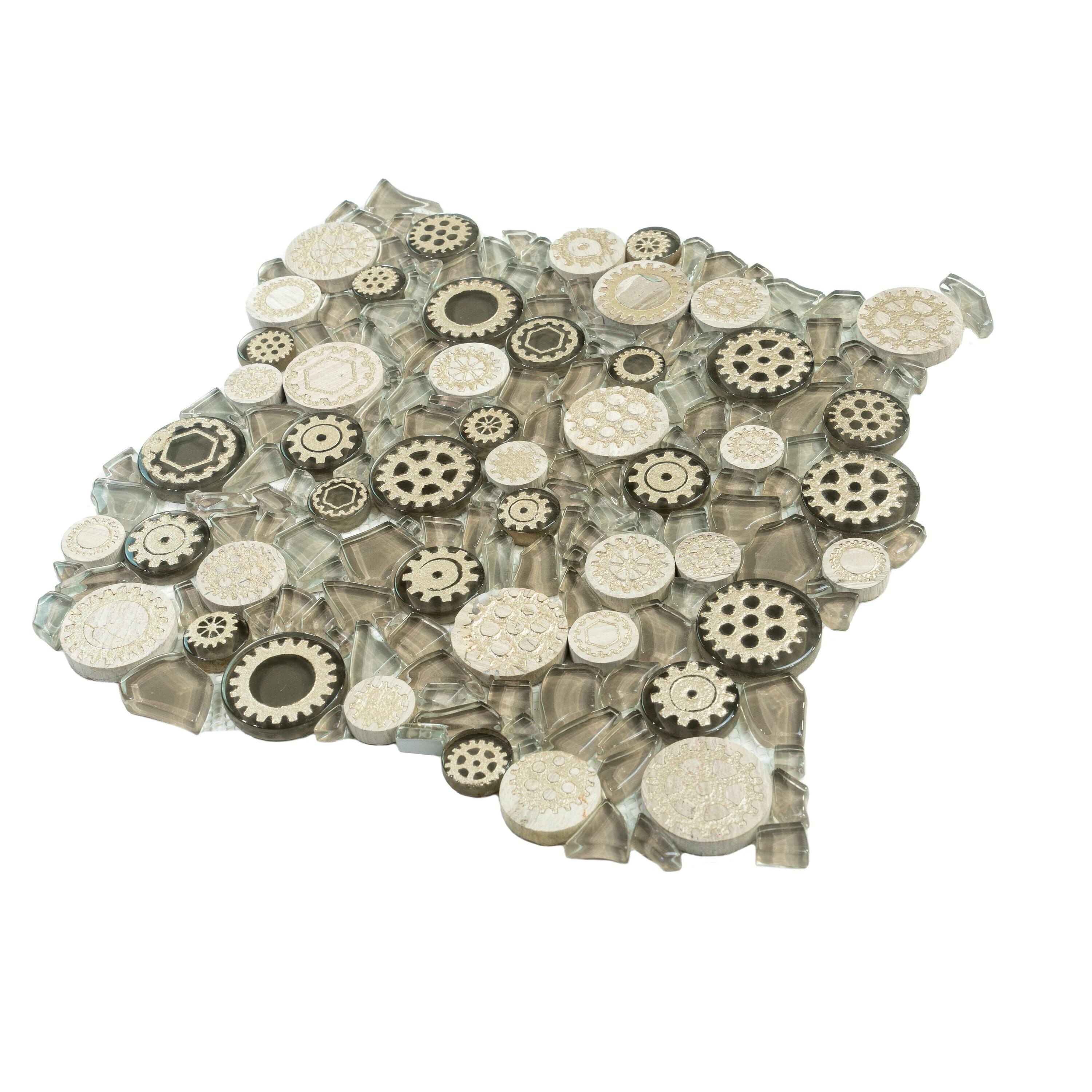 12" x 12" Glass Metal Look Mosaic Wall Tile