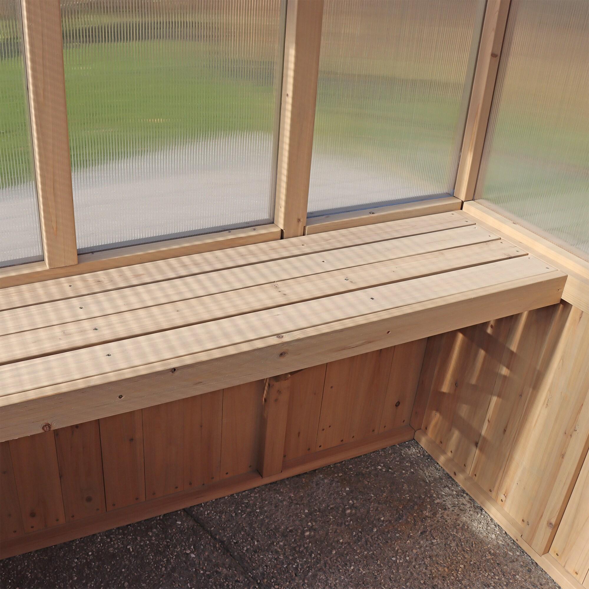 Yardistry Meridian 6.7' x 6.0' Greenhouse with Cedar Wood Frame and Polycarbonate Panels  Compact and Durable Design
