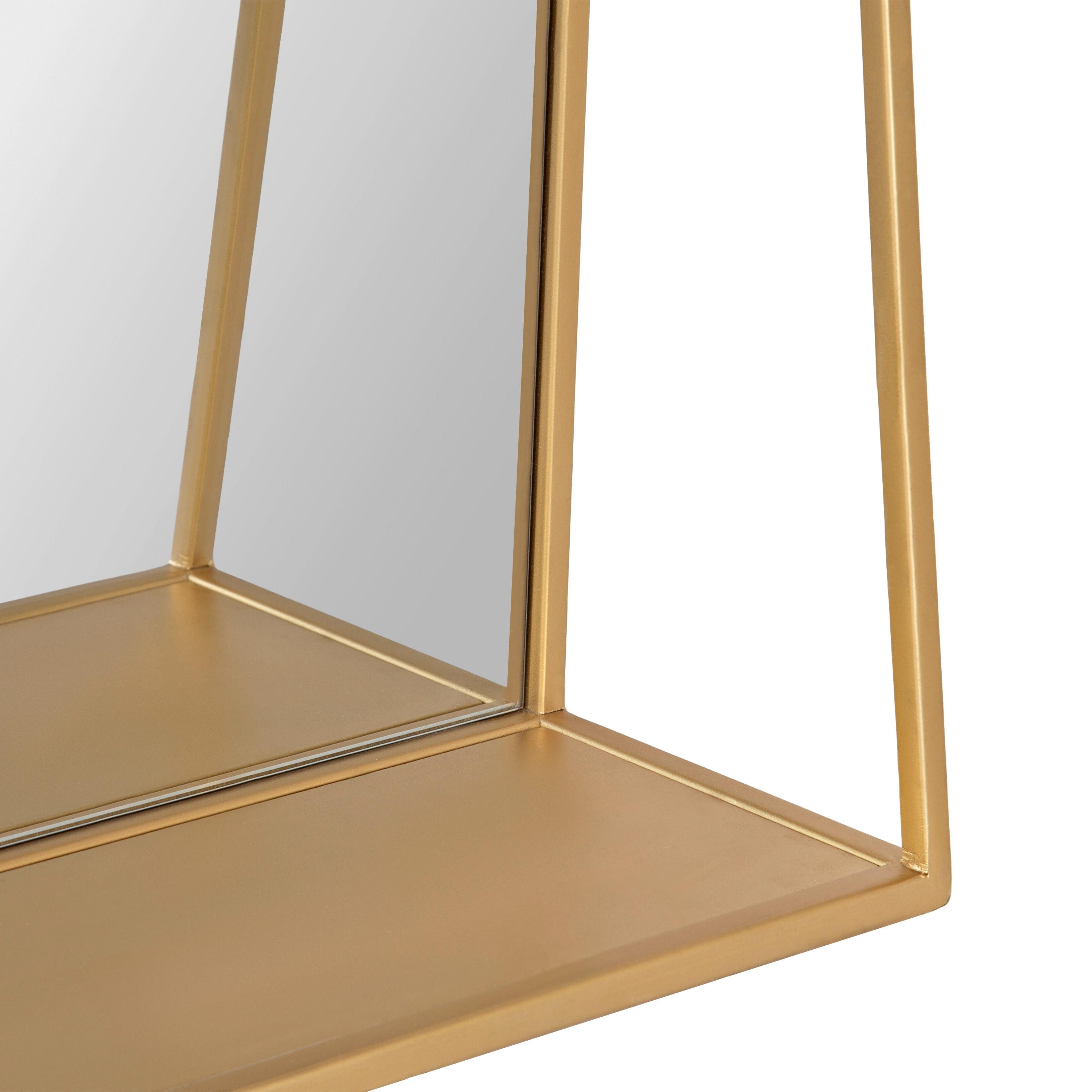 18" x 24" Lintz Functional Wall Mirror Gold - Kate & Laurel All Things Decor: Modern Rectangle, No Assembly Required