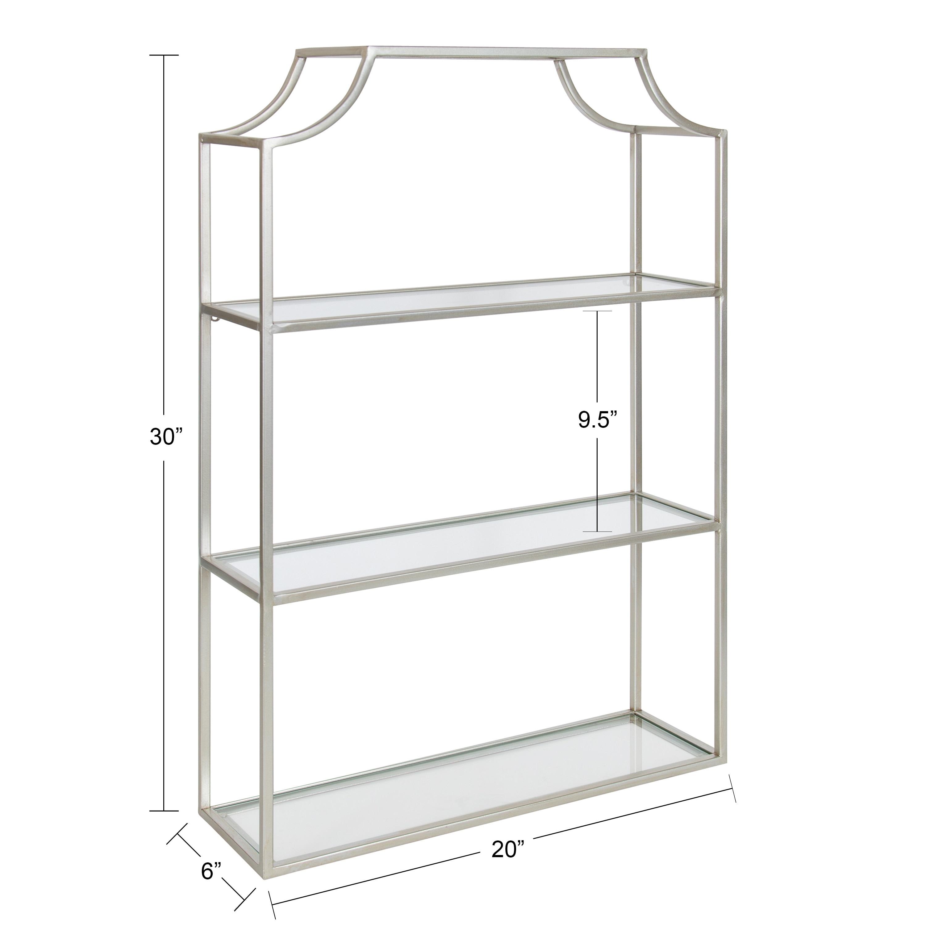 20" x 30" Ciel Tiered Wall Shelf Silver - Kate & Laurel All Things Decor: 4-Tier Glass, Metal Frame, No Assembly Required