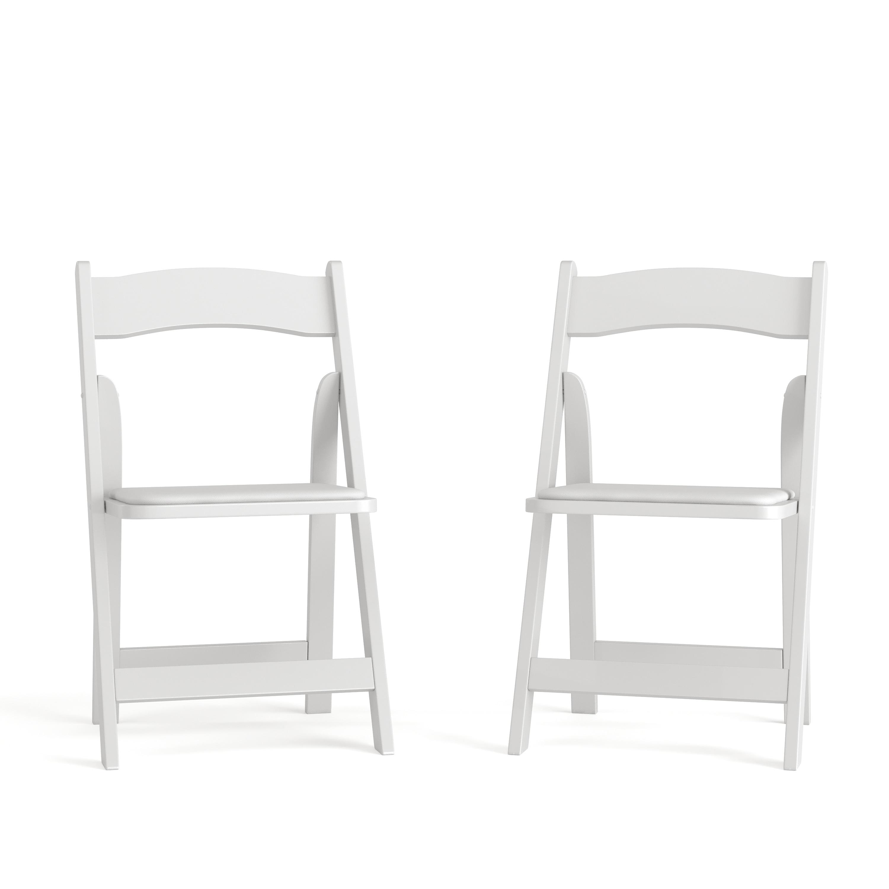 Flash Furniture 2 Pack HERCULES Series White Wood Folding Chair with Vinyl Padded Seat