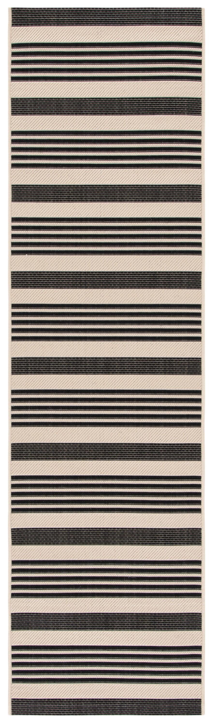 Courtyard CY6062 Power Loomed Indoor/Outdoor Runner Rug - Black/Bone - 2'3"x12' - Safavieh.