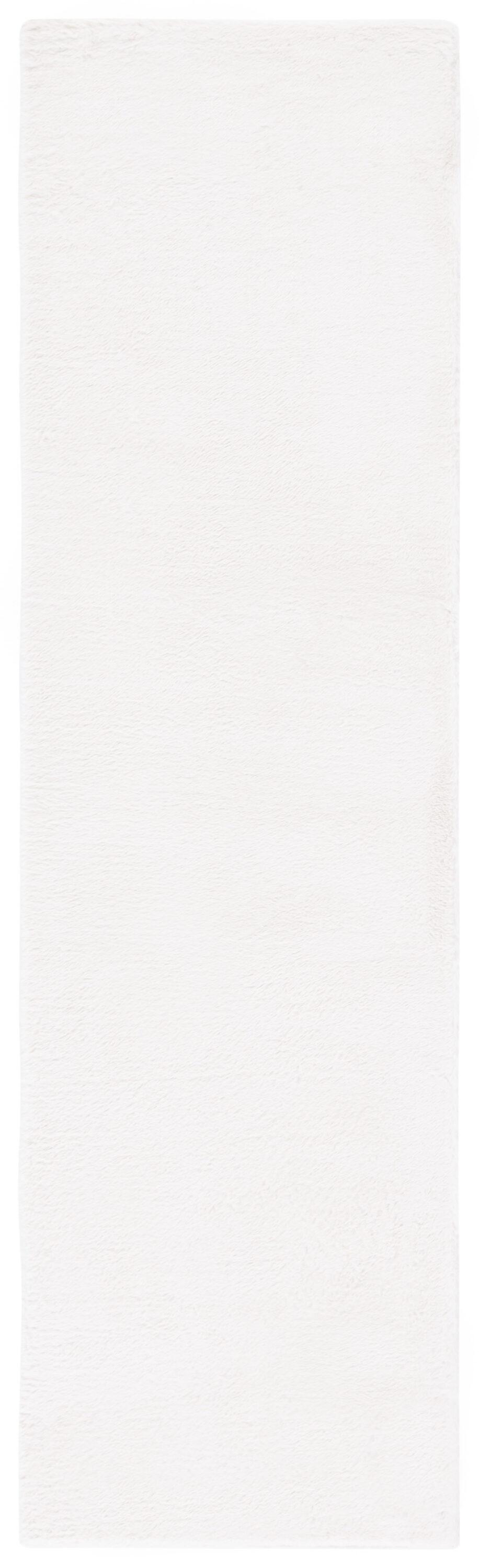 SAFAVIEH Faux Rabbit Fur David Solid Runner Rug, Off White, 2'3" x 8'