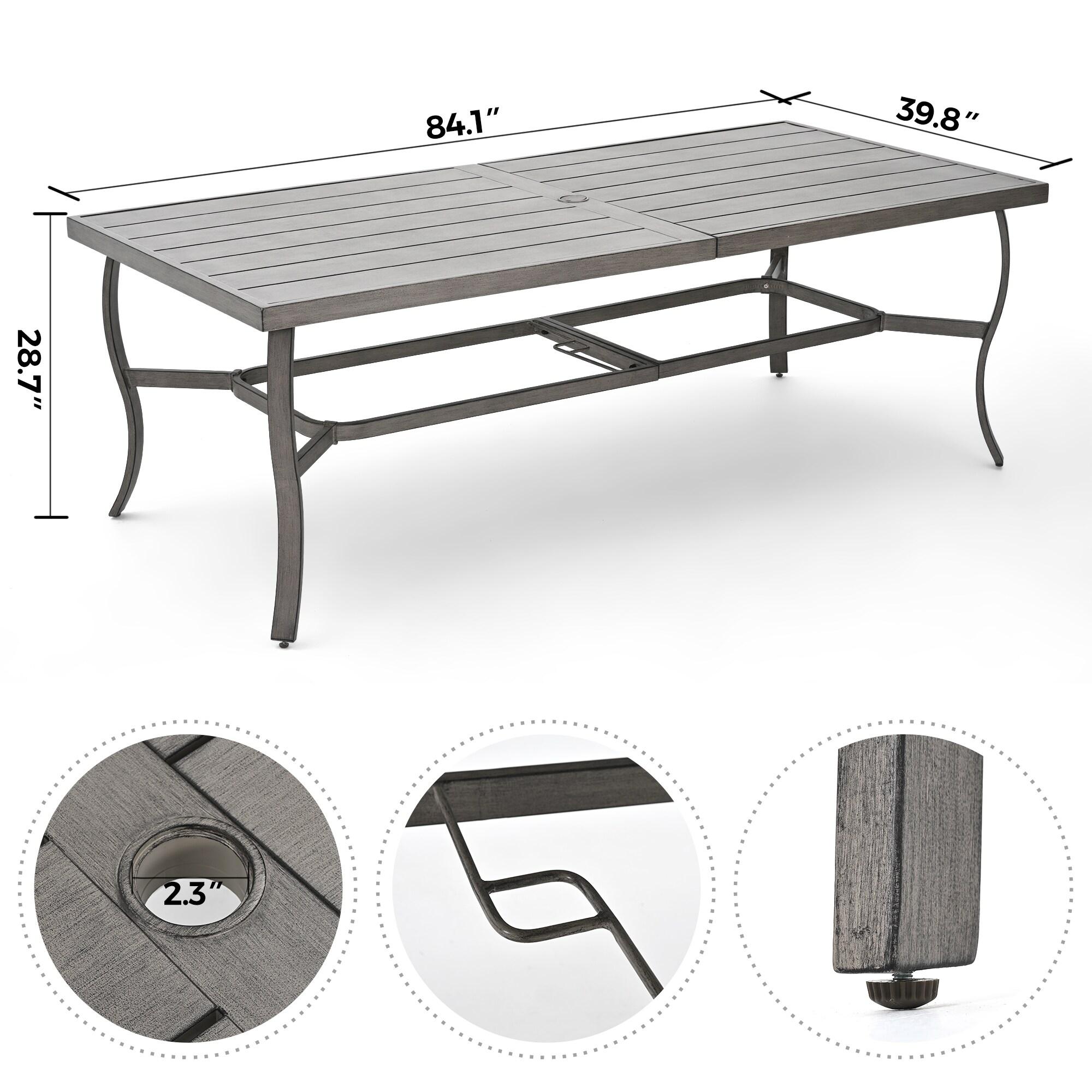 Gray Aluminum 9-Piece Outdoor Dining Set with Cushions