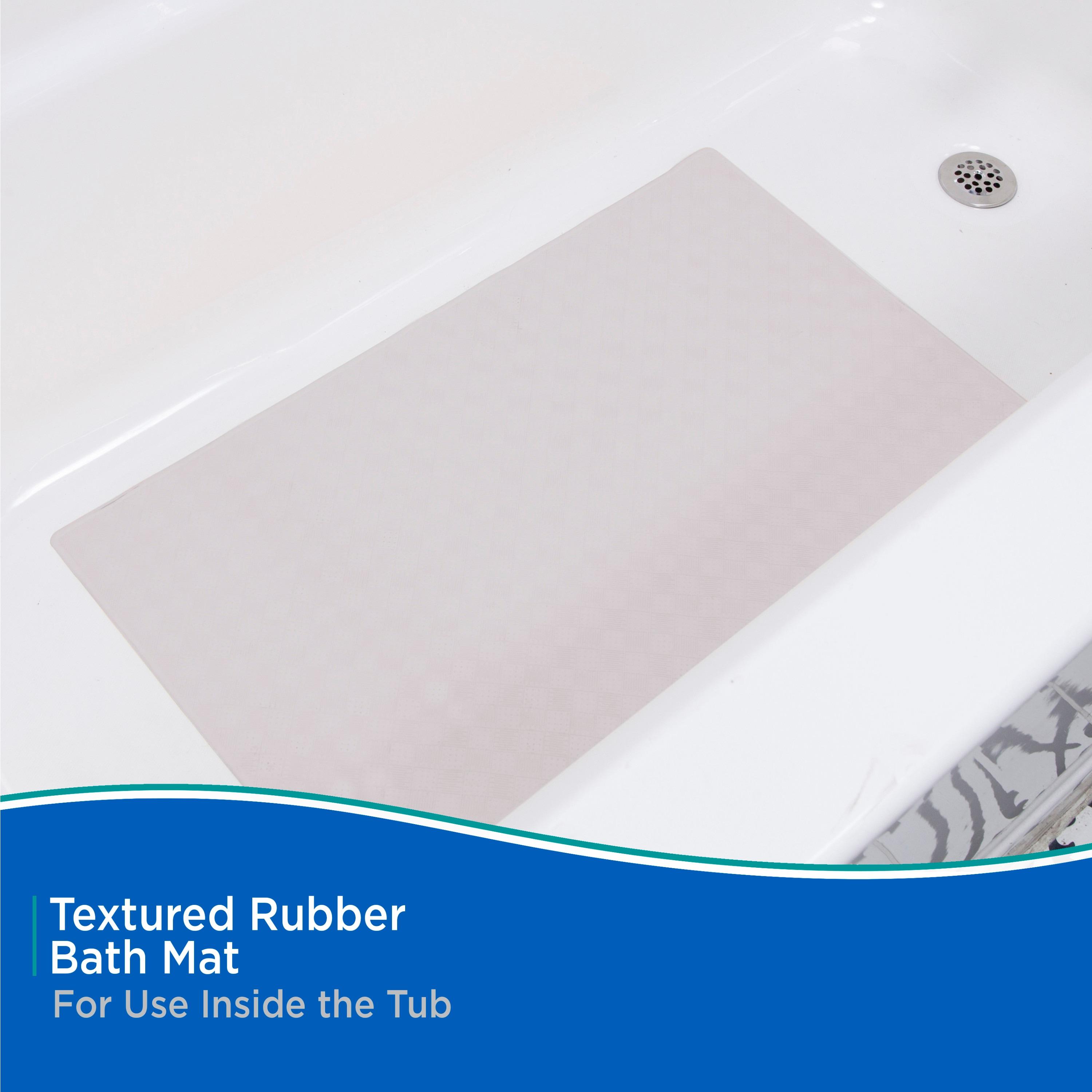 Kenney® Inside the Shower Textured Rubber Bath Mat with Suction Cups, 27.5" L x 15.5" W, Off White