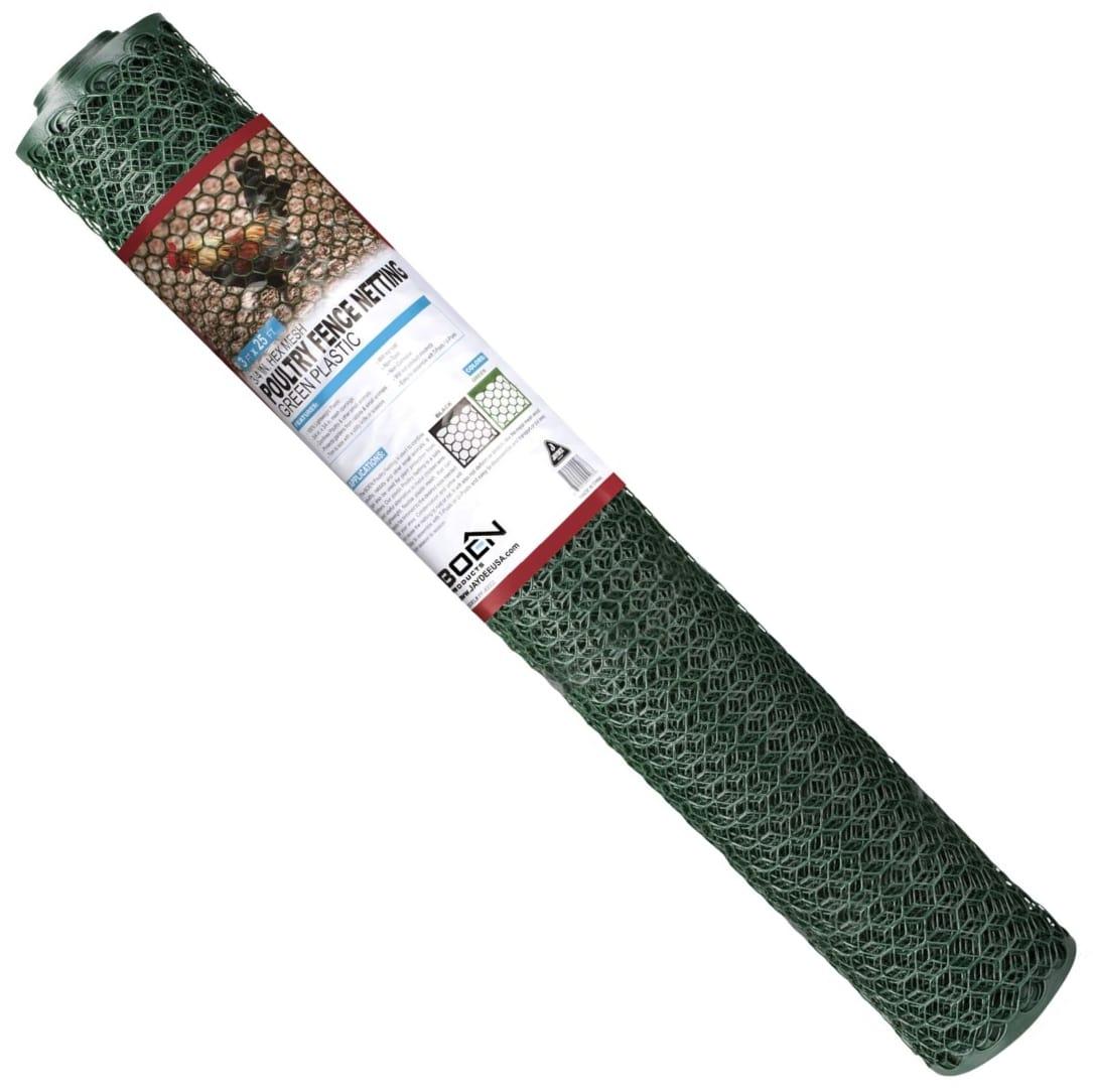 Boen Plastic Hex Chicken Wire Mesh Temporary Fence Roll 2' x 25' with Rust Resistant