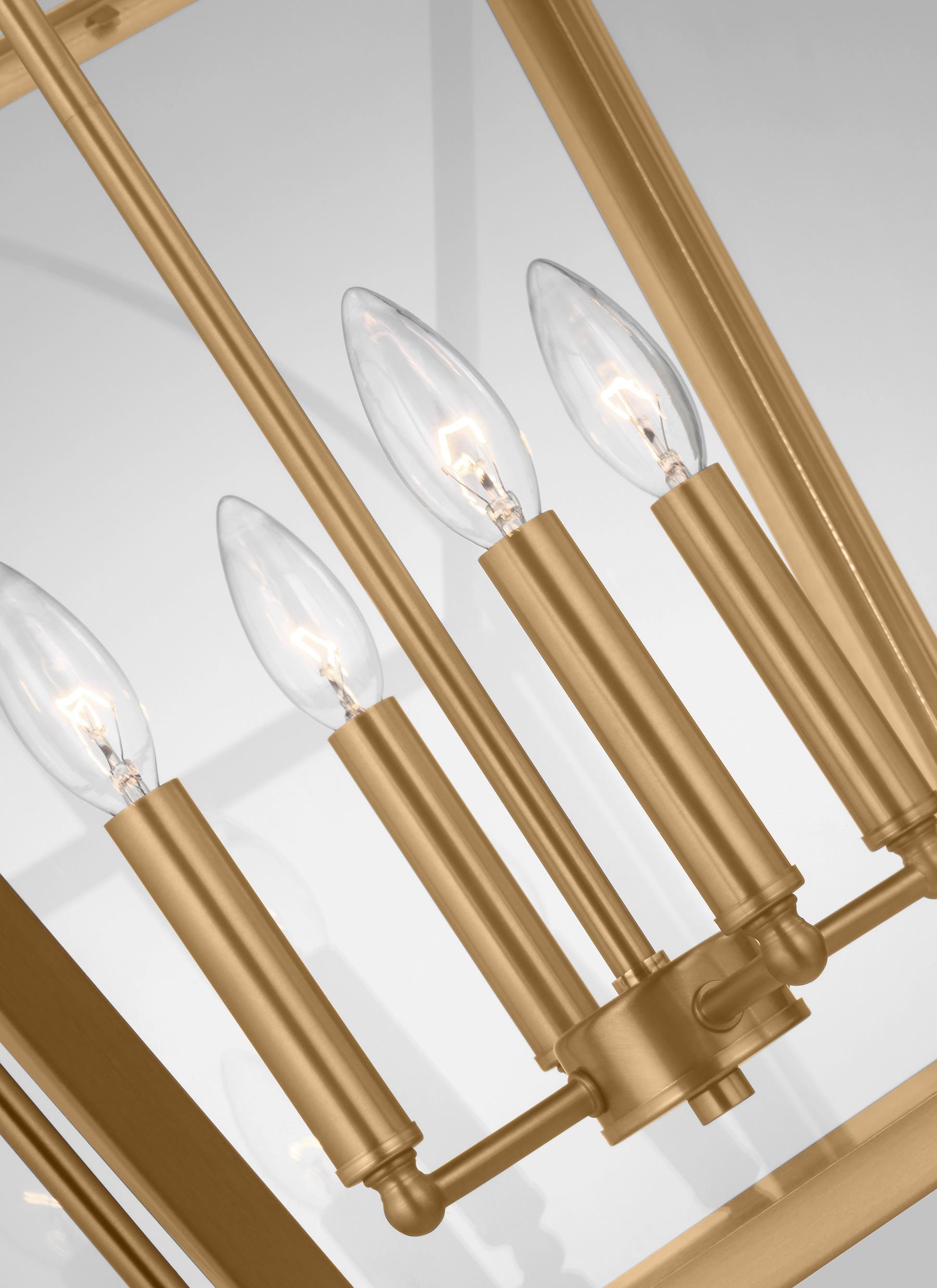 Charleston Medium 4-Light Satin Brass Shaded Hanging Pendant Light