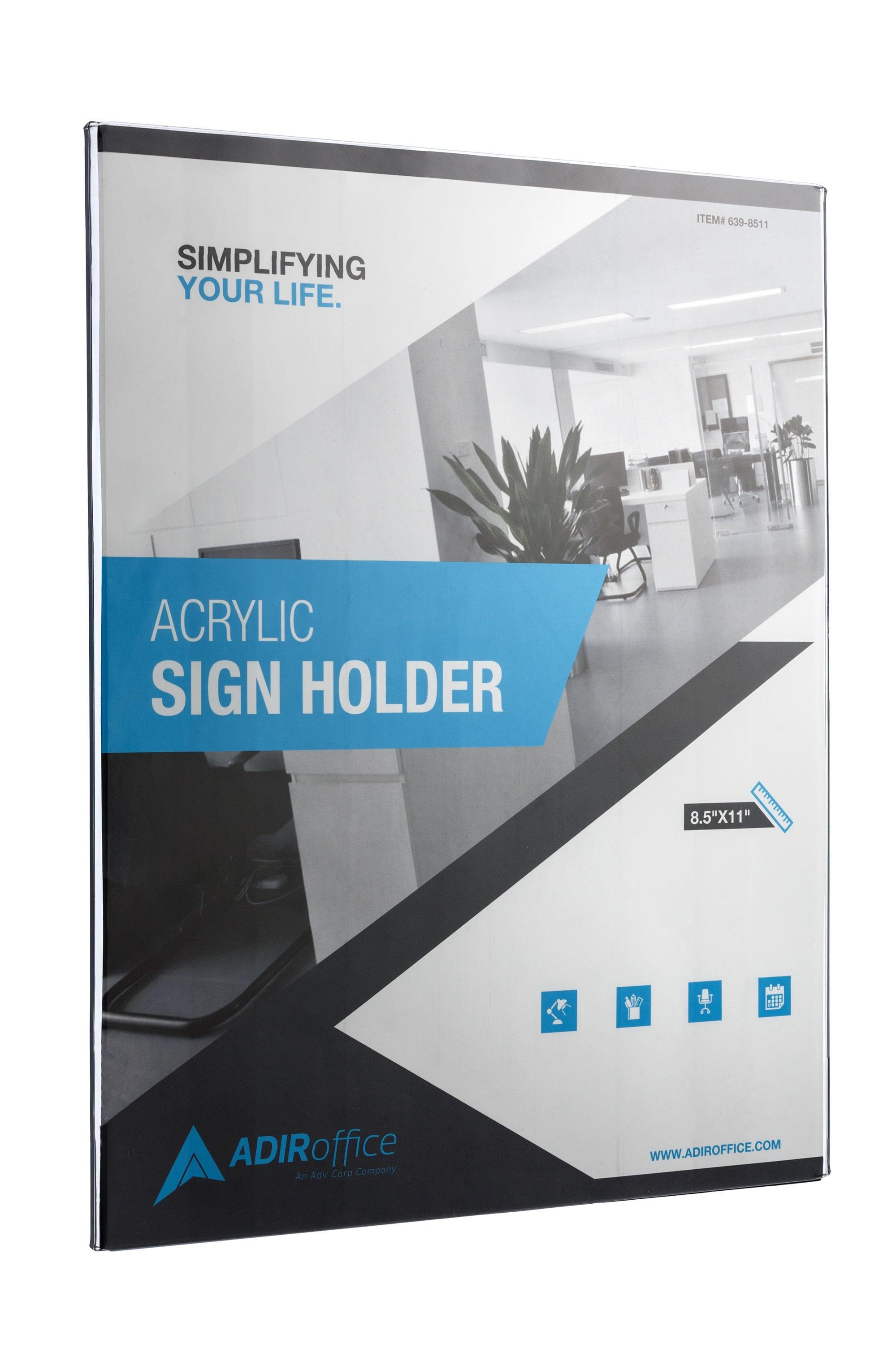 AdirOffice Clear Wall Mount Side-Loading Acrylic Sign Holder (Set of 12)