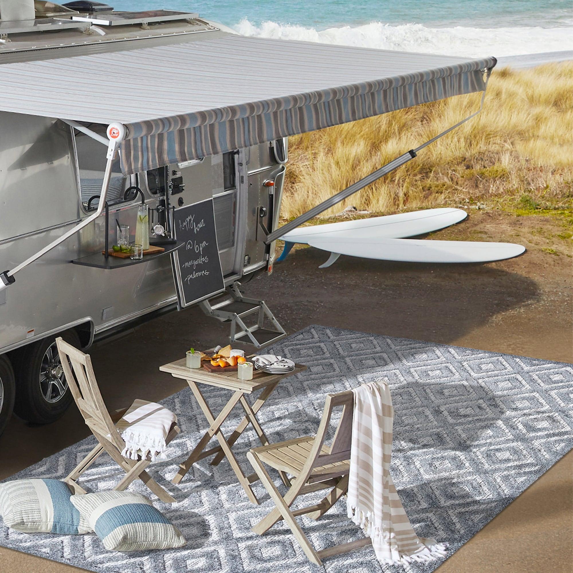3'x5' Portmany Neutral Diamond Trellis Indoor/Outdoor Area Rug, Dark Gray - JONATHAN Y