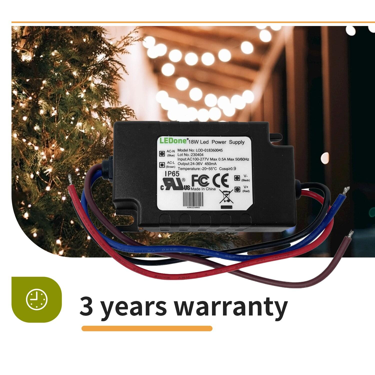 LEDONE LED Driver 450mA (Constant Current Output), 18W Waterproof IP65 LED Power Supply Lighting Transformer 100V-270V AC to 24-36V DC Low Voltage Output for Outdoor or Indoor LED Lights