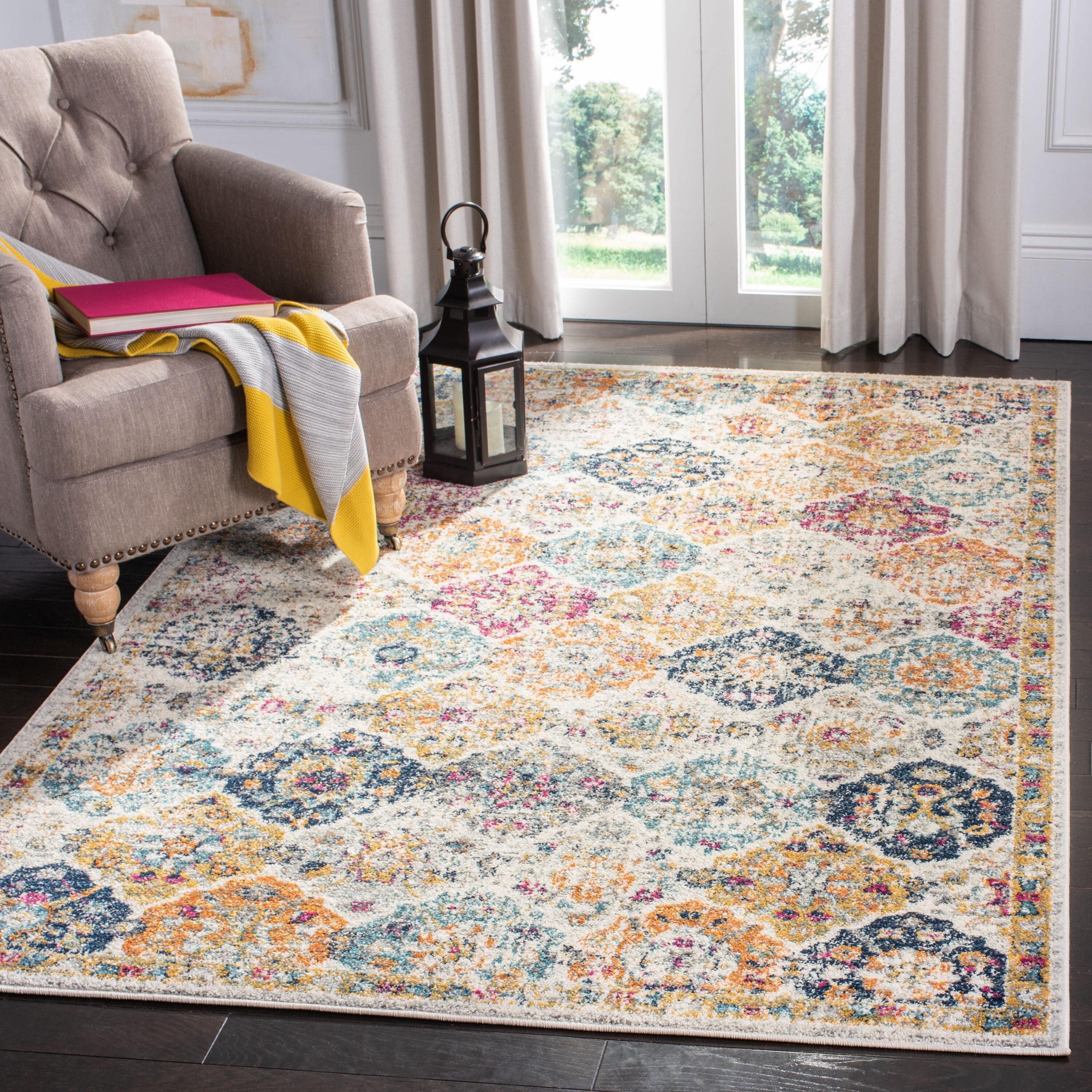 Madison MAD611 Power Loomed Indoor Accent Rug - Cream/Multi - 3'x3' - Safavieh
