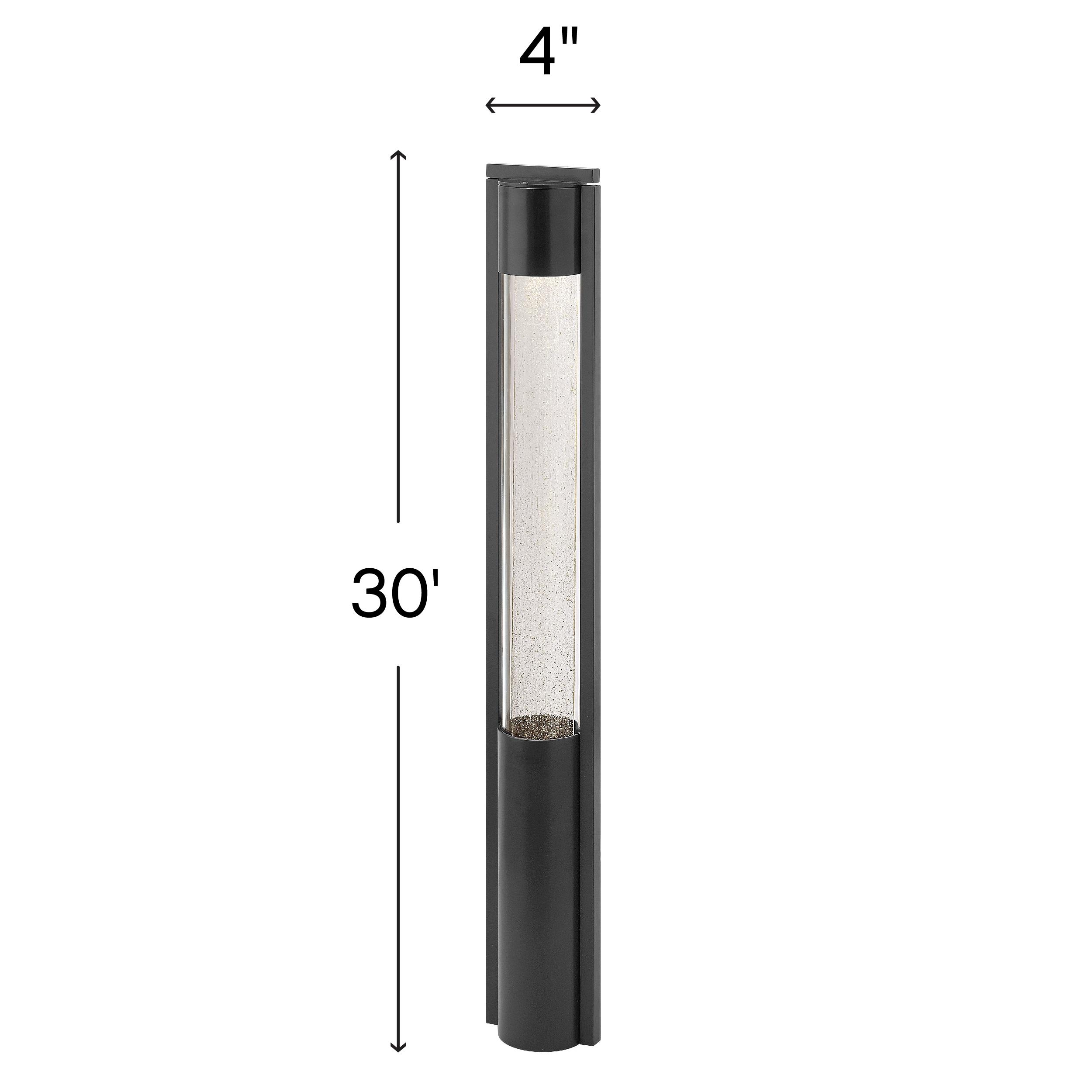 Sleek Black LED Landscape Bollard with Clear Acrylic & Seedy Glass