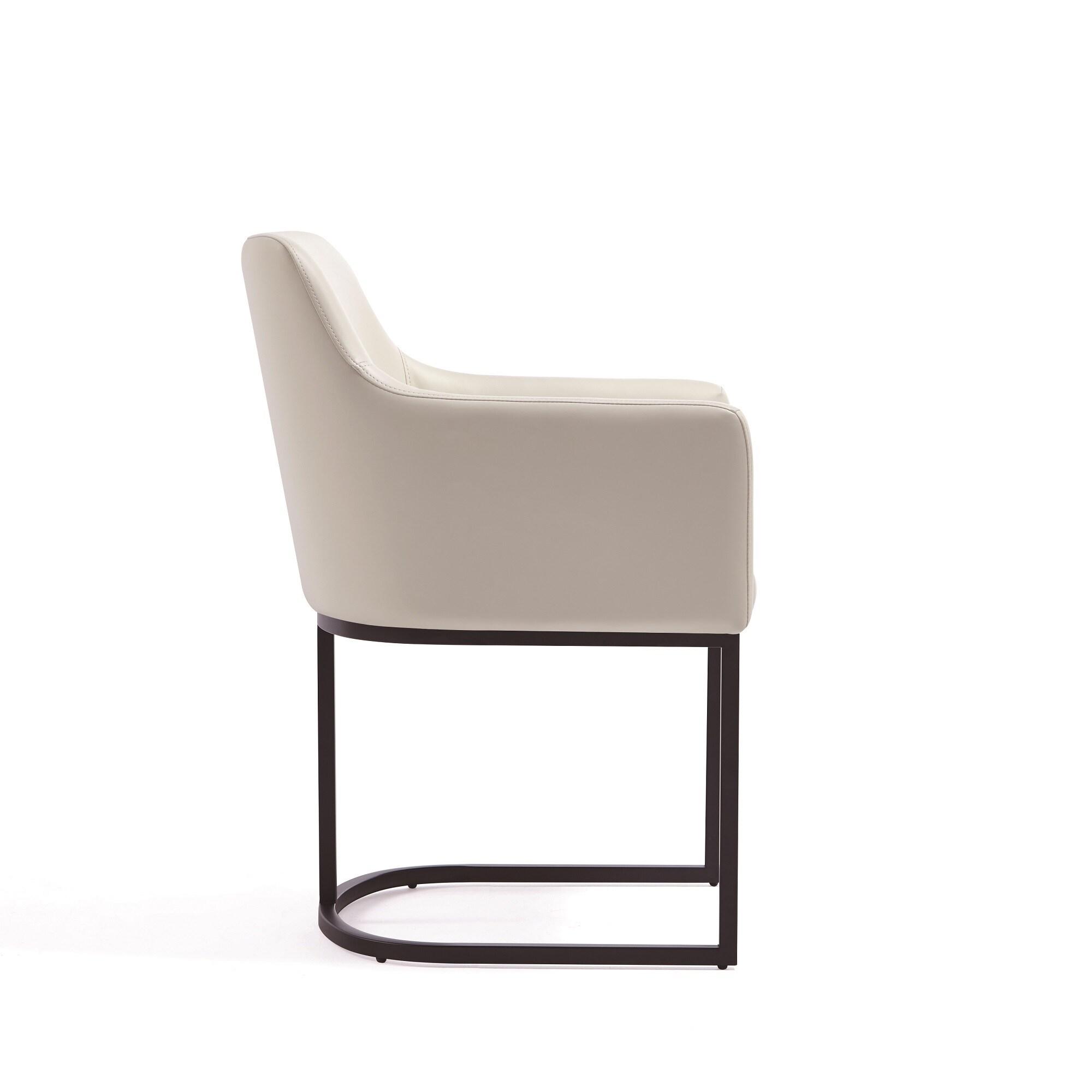 Set of 6 Serena Modern Leatherette Upholstered Dining Chair Set Cream - Manhattan Comfort: No Assembly, Steel Legs