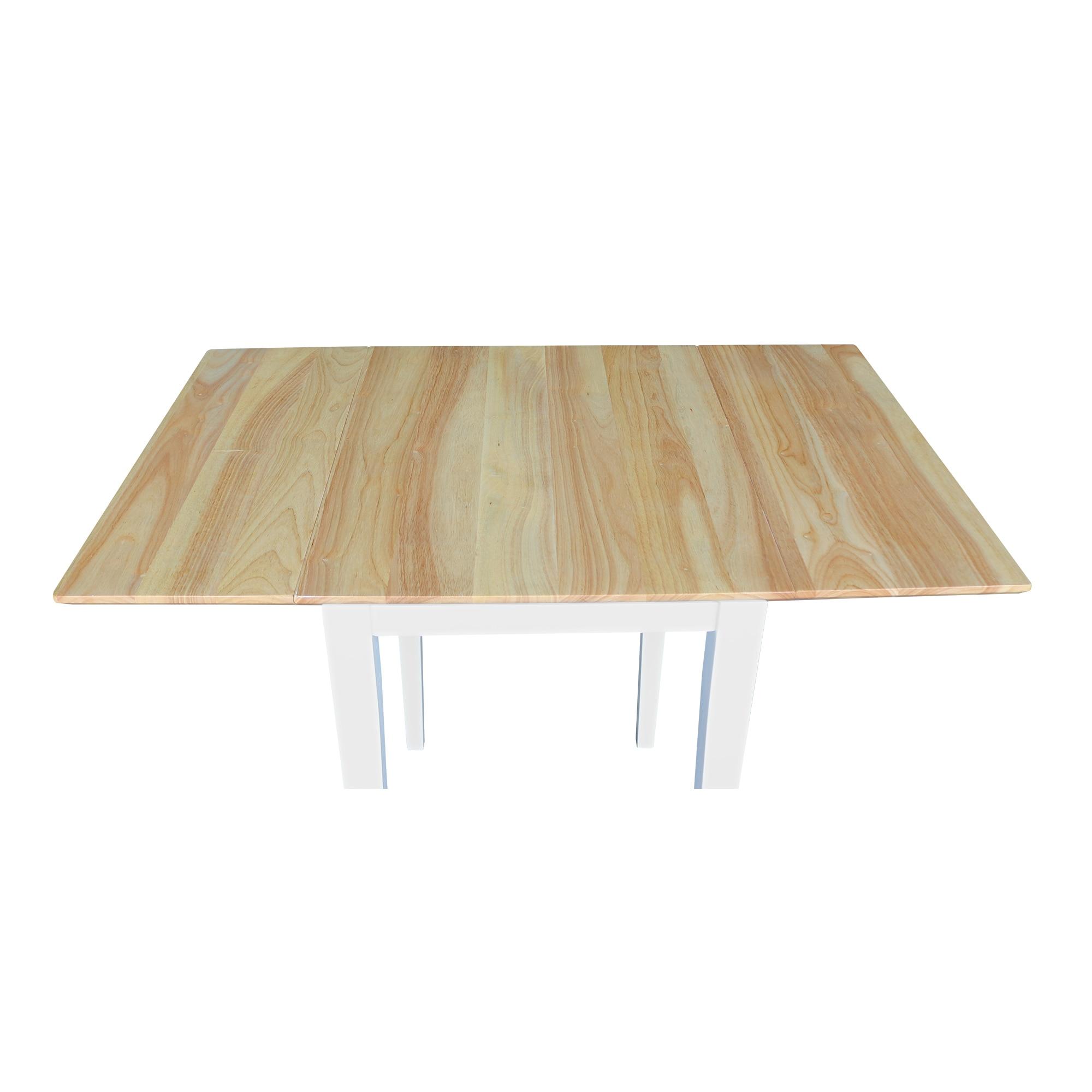 Tate Drop Dining Table White/Natural - International Concepts: Hardwood, Dual 9-inch Leaves, Seats 4