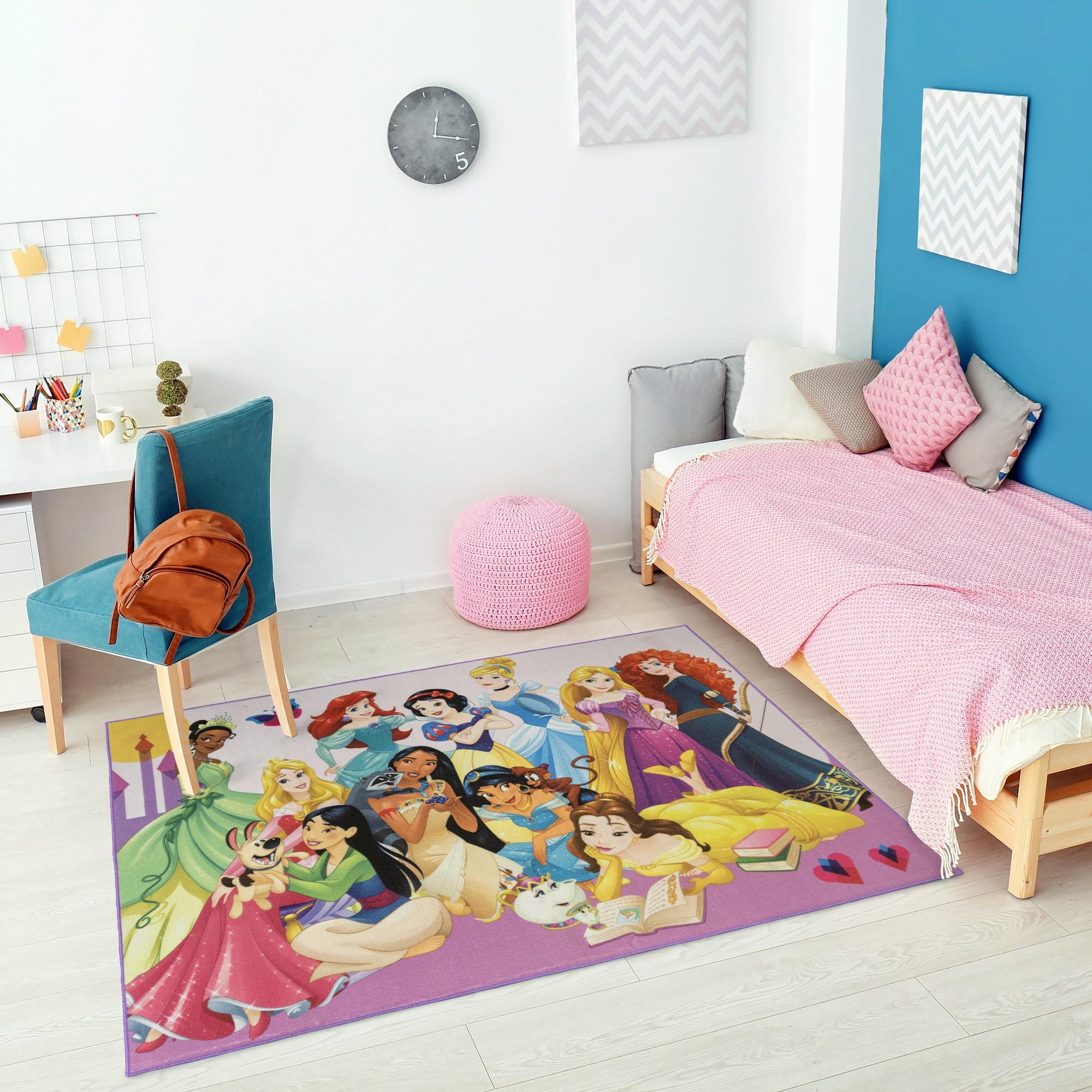 Disney Princess Multicolor Synthetic Rectangular Kids Area Rug