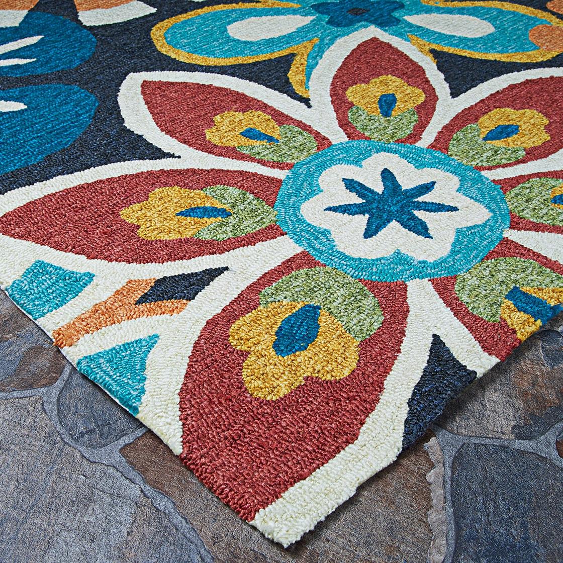 Couristan Covington Geranium, Navy-Multi Round Rug