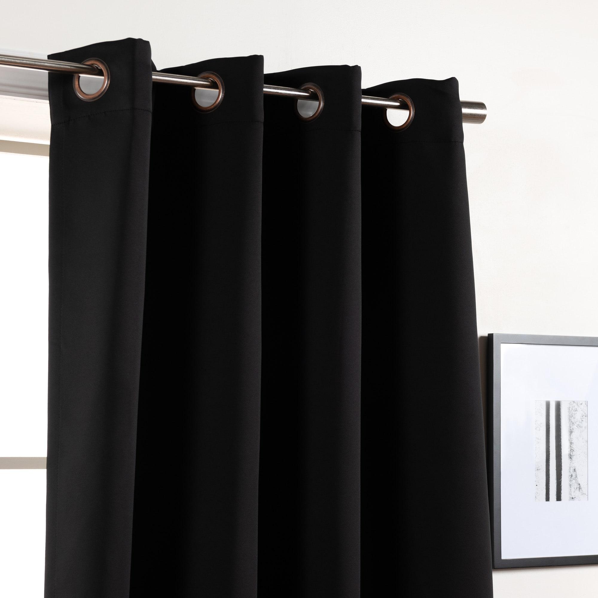 Quality Home Wide Basic Bronze Grommet Blackout Curtain - Black - 80"W X 96"L (Single Panel)