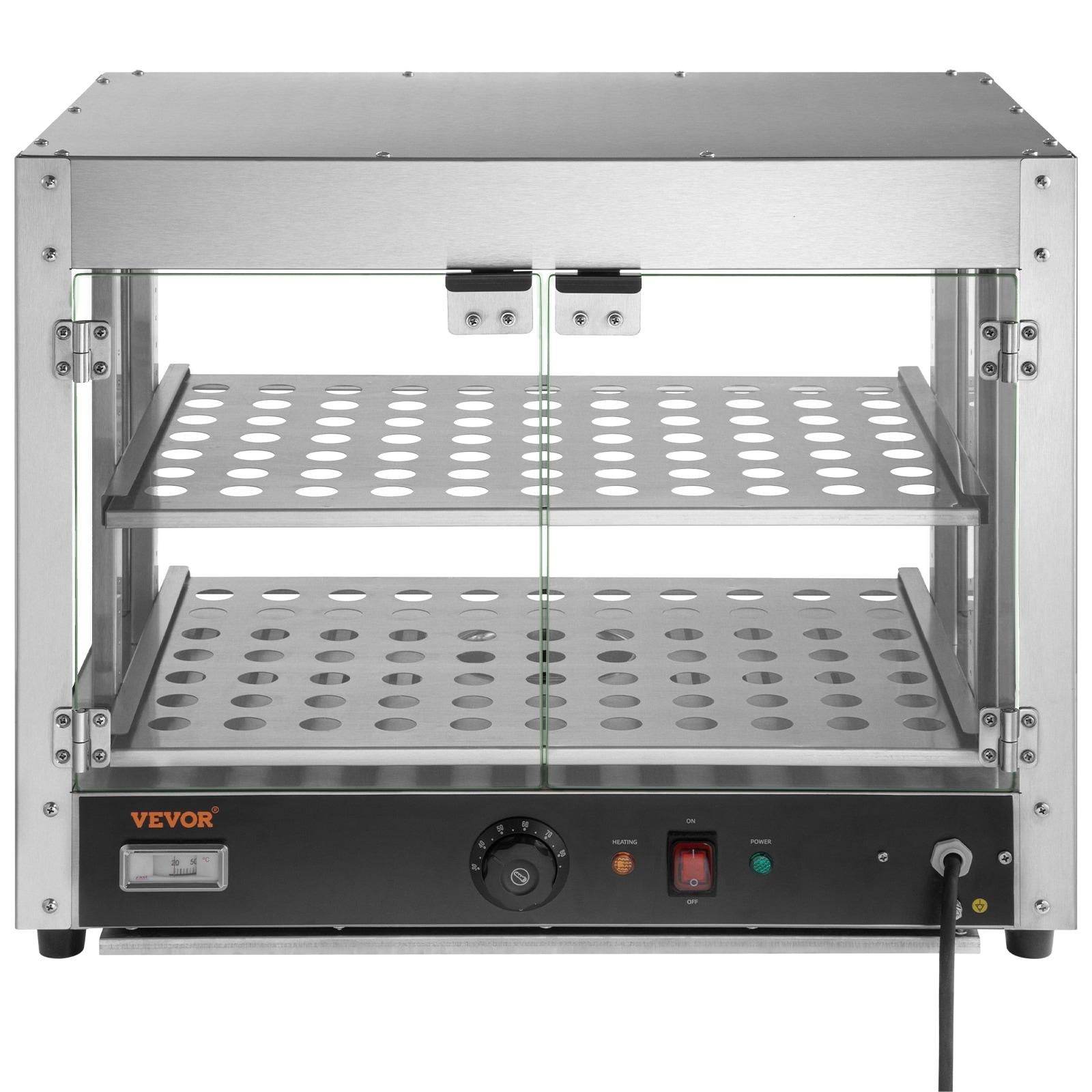VEVOR 2-Tier Commercial Food Warmer Display - Countertop Pizza Cabinet with Light