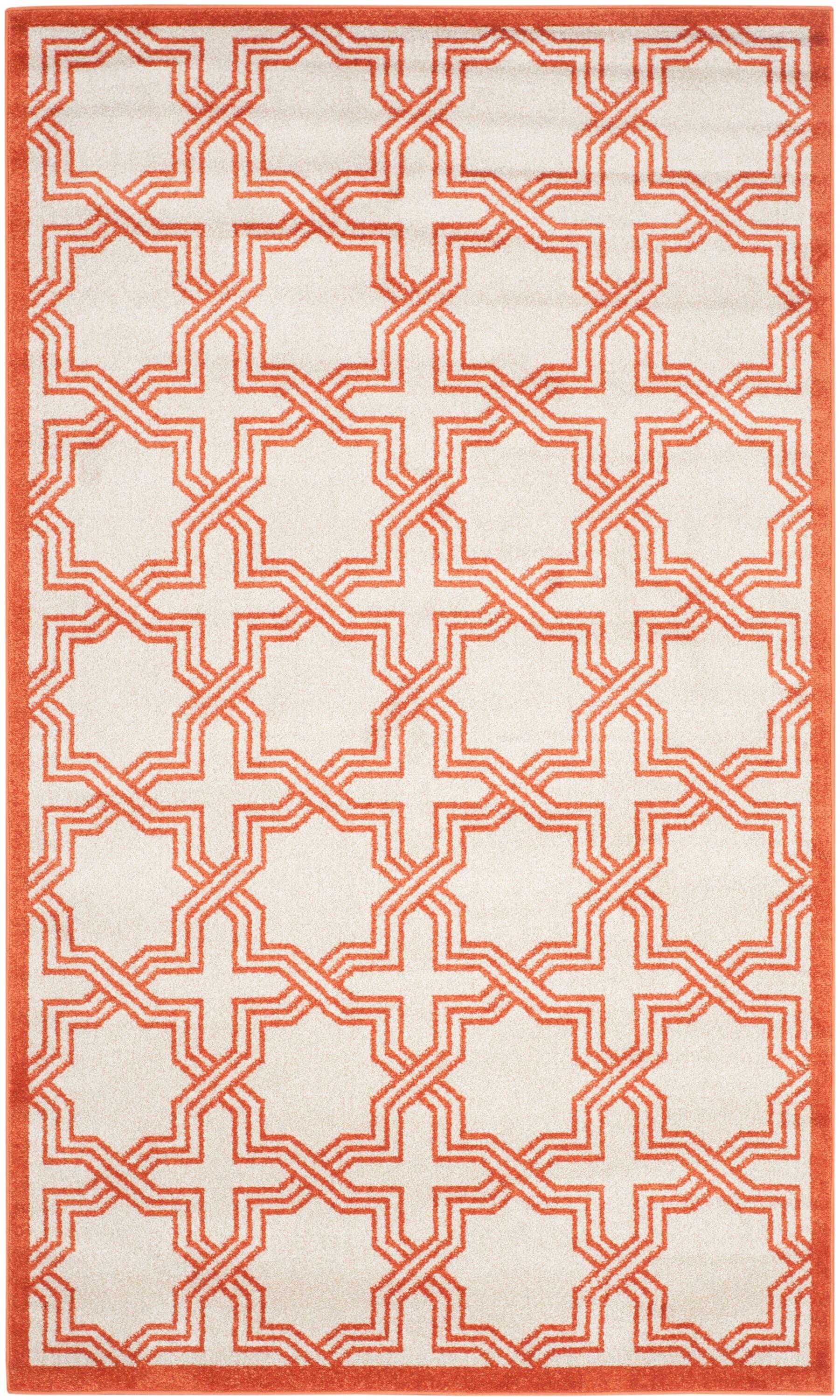 SAFAVIEH Amherst William Geometric Area Rug, Ivory/Orange, 5'3" x 8'