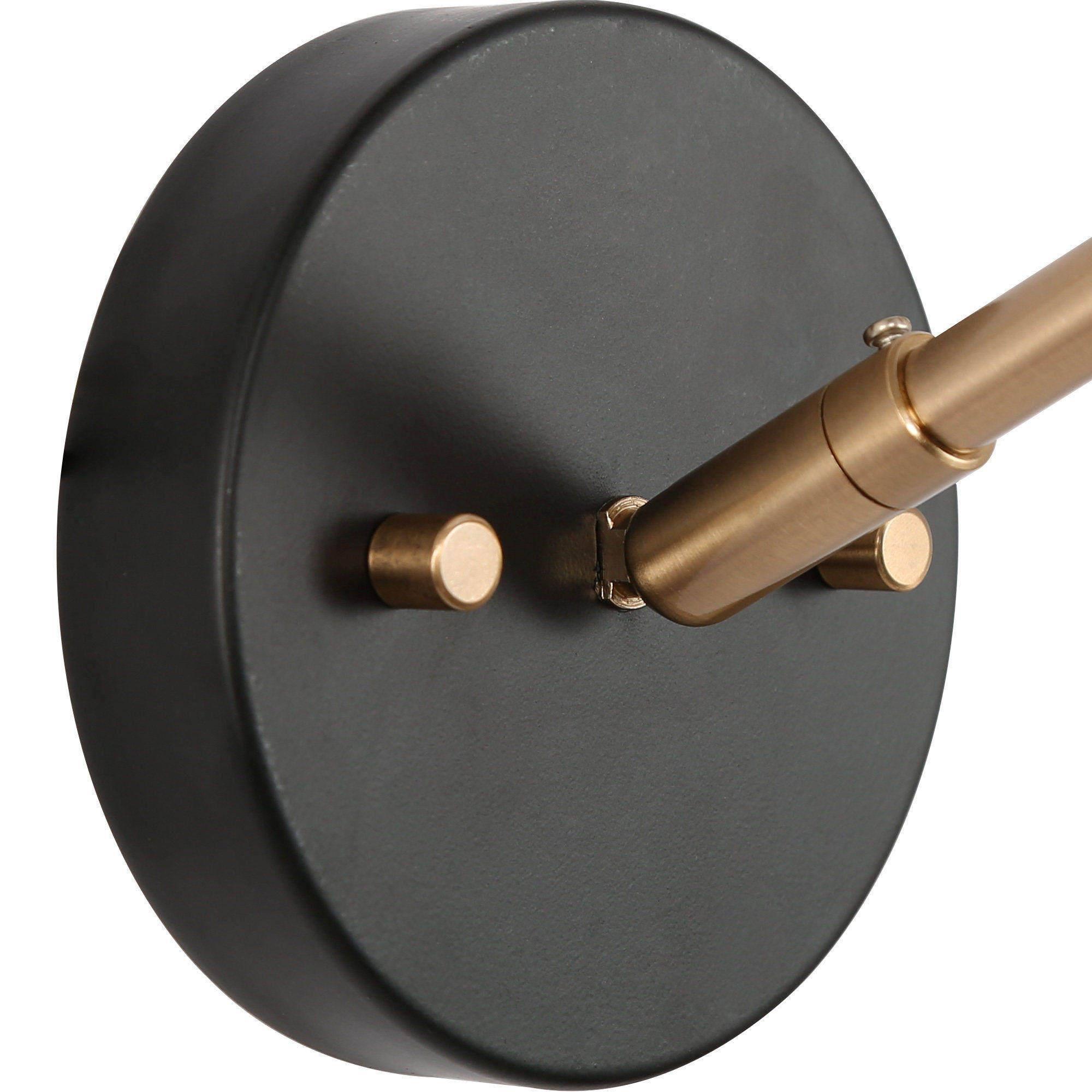 Flumie 1-Light Industrial Black Indoor Wall Sconce Modern Brass Vanity Light Adjustable Head with Cone Metal Shade