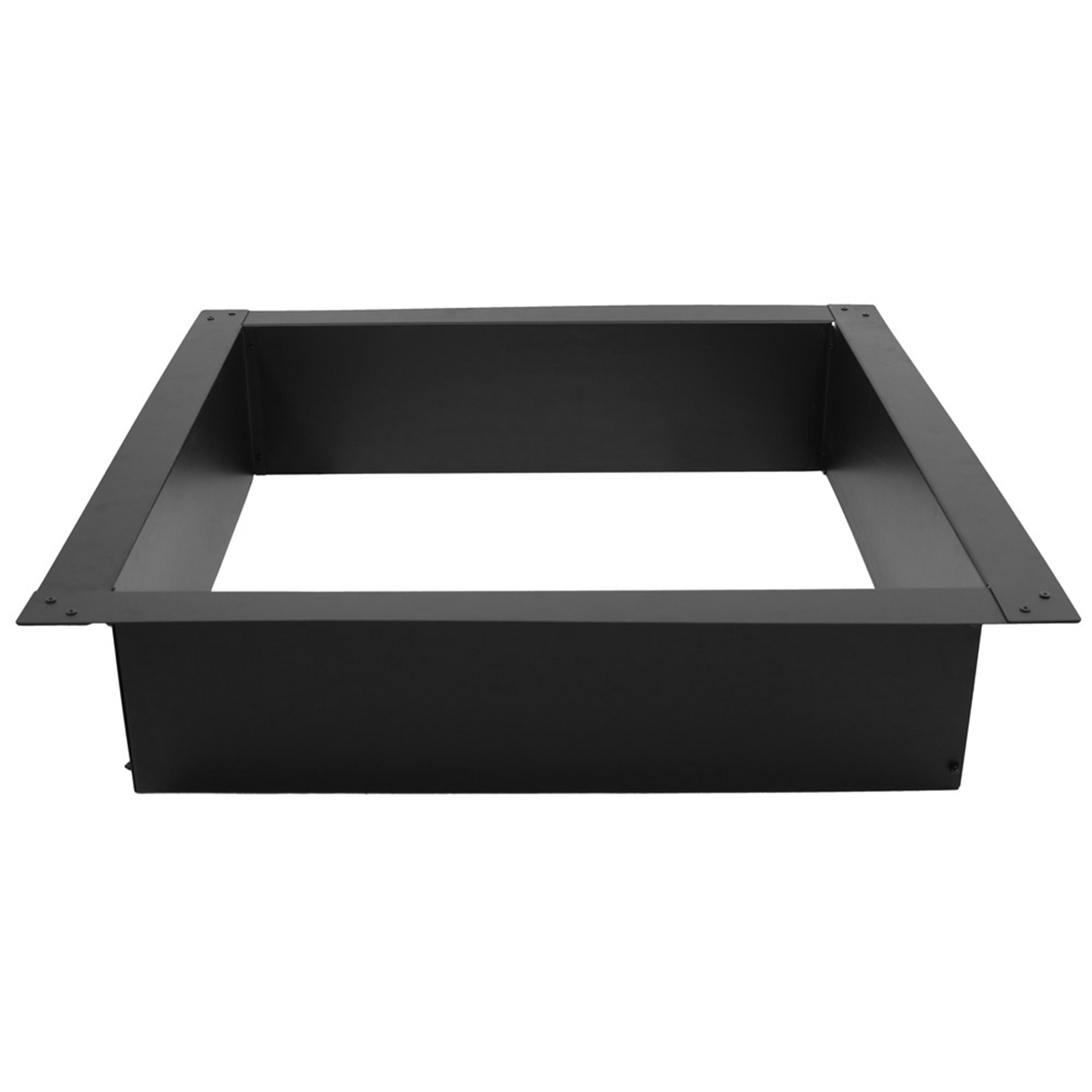Sunnydaze Outdoor Heavy-Duty Steel Portable Above Ground or In-Ground Square Fire Pit Liner Ring - 36" - Black