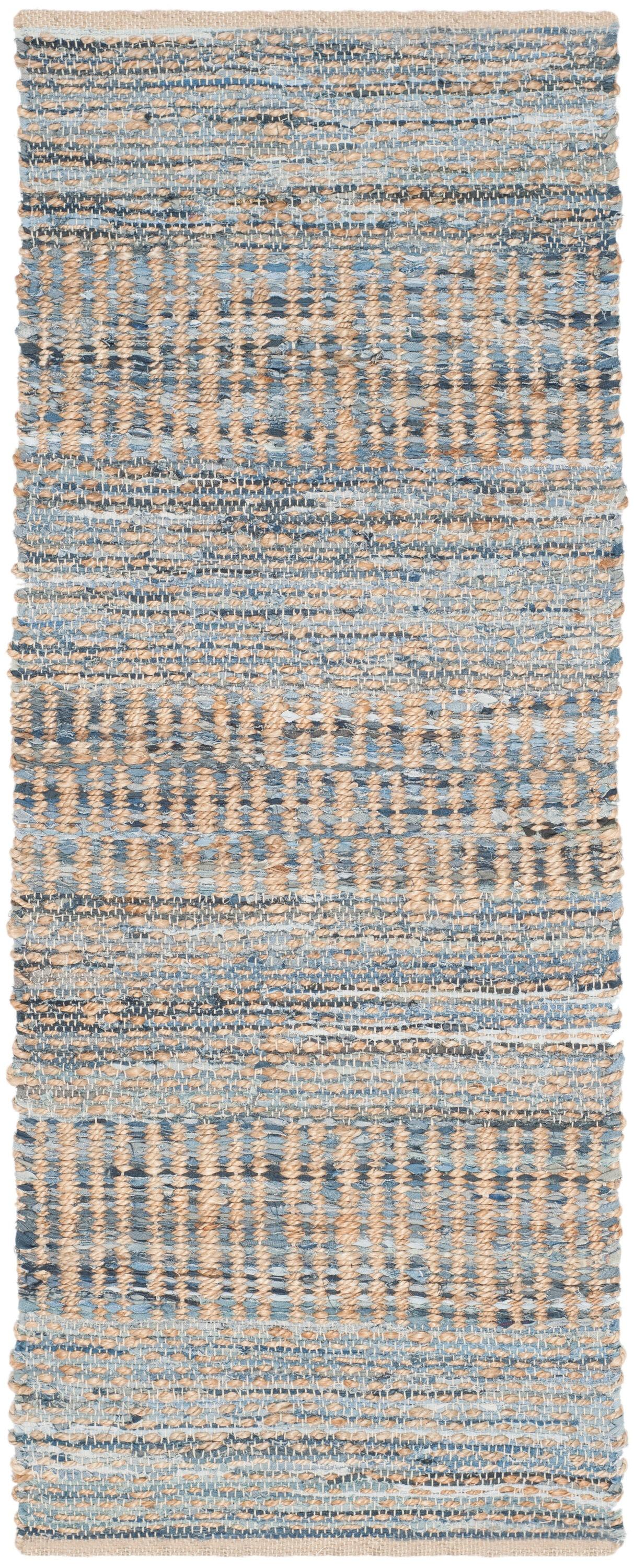 Cape Cod CAP353 Hand Woven Runner Rug - Natural/Blue - 2'3"x14' - Safavieh.