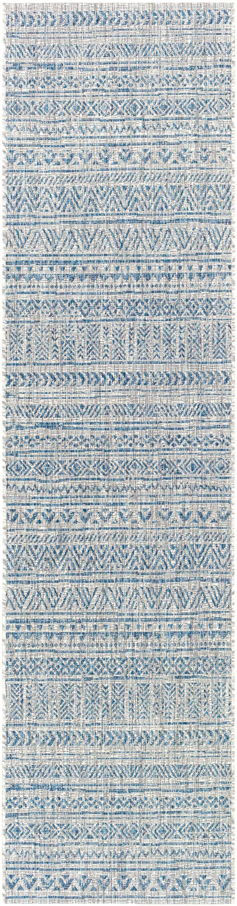 Livabliss Eagean 3 x 10 (ft) Polypropylene Aqua Rectangular Indoor/Outdoor Tribal Global Runner rug