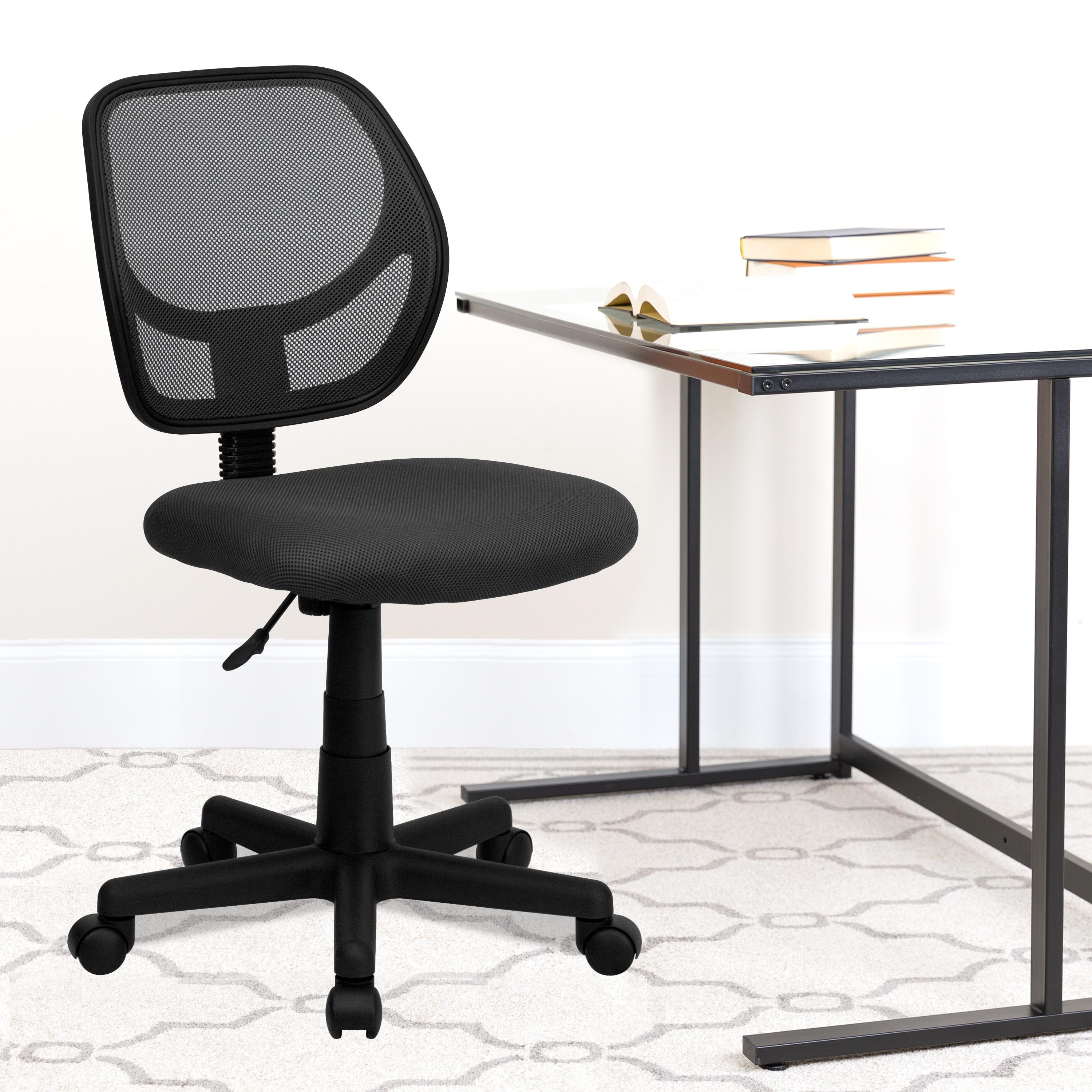 Flash Furniture Low Back Gray Mesh Swivel Task Office Chair with Curved Square Back