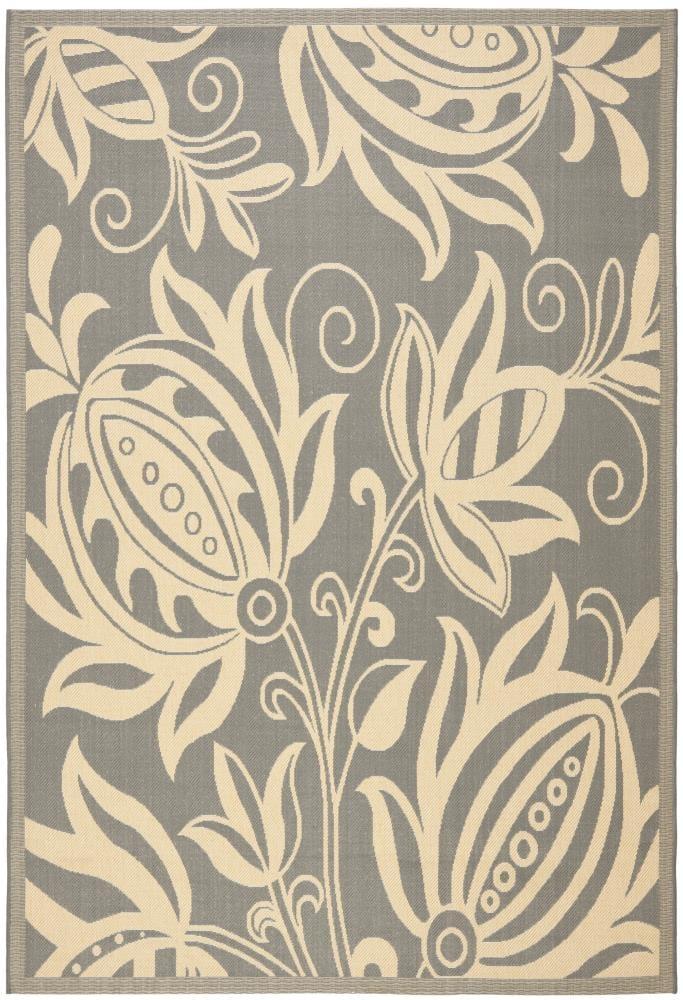Courtyard CY2961 Power Loomed Indoor and Outdoor Area Rug - Grey/Natural - 4'x5'7" - Safavieh