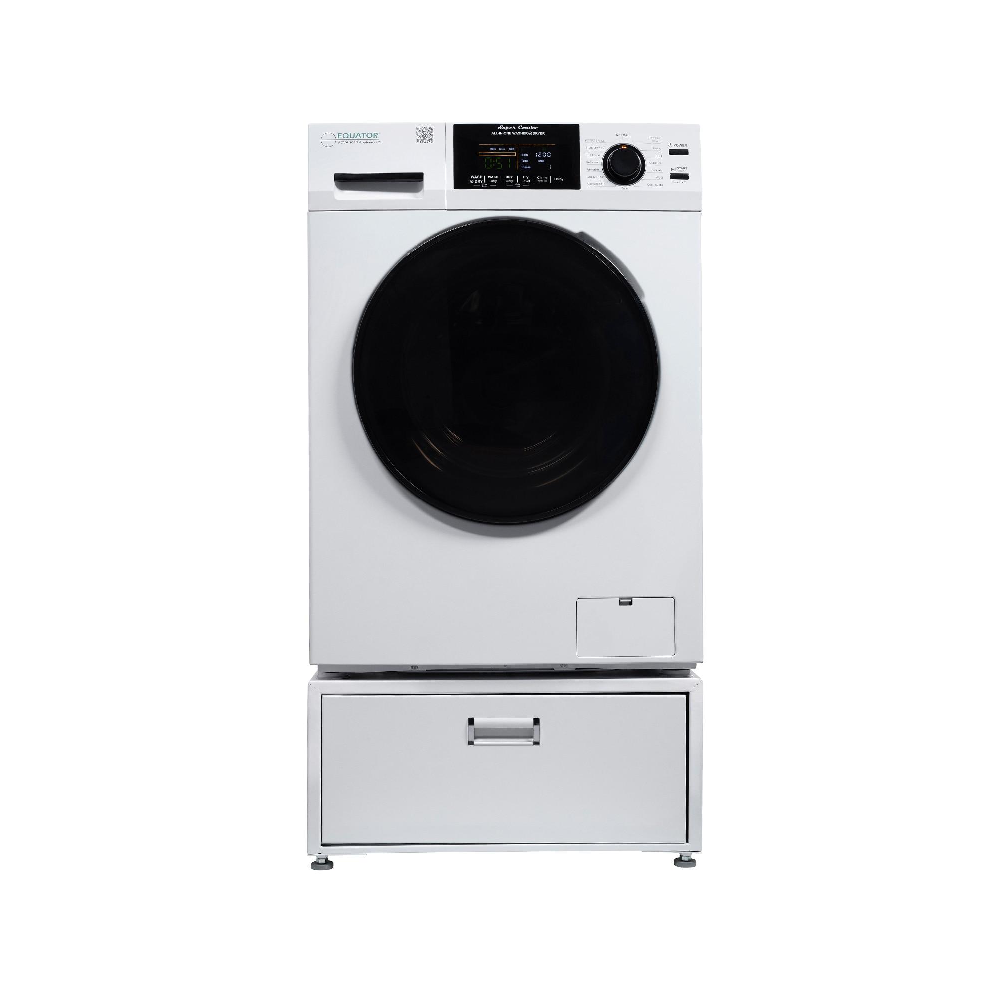 Equator Advanced Appliances Equator All-in-one Washer Dryer Ventless FULLY BUILTIN 0-CLEARANCE 1.62cf/15lbs 110V 1400RPM + Pedestal EZ 4700 C + PDL 4455 White